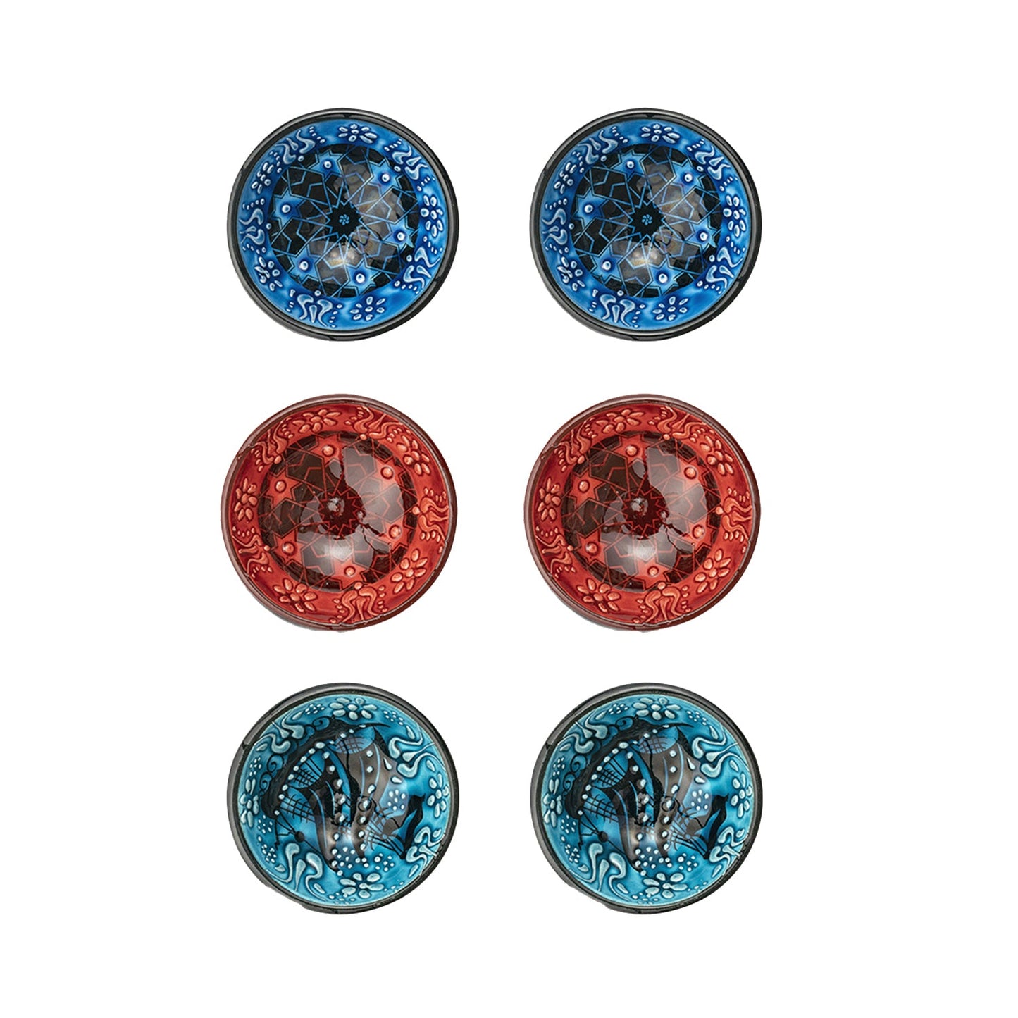 Set of 6 Ceramic Dip Bowls – Iznik, Spring Bloom – 8cm