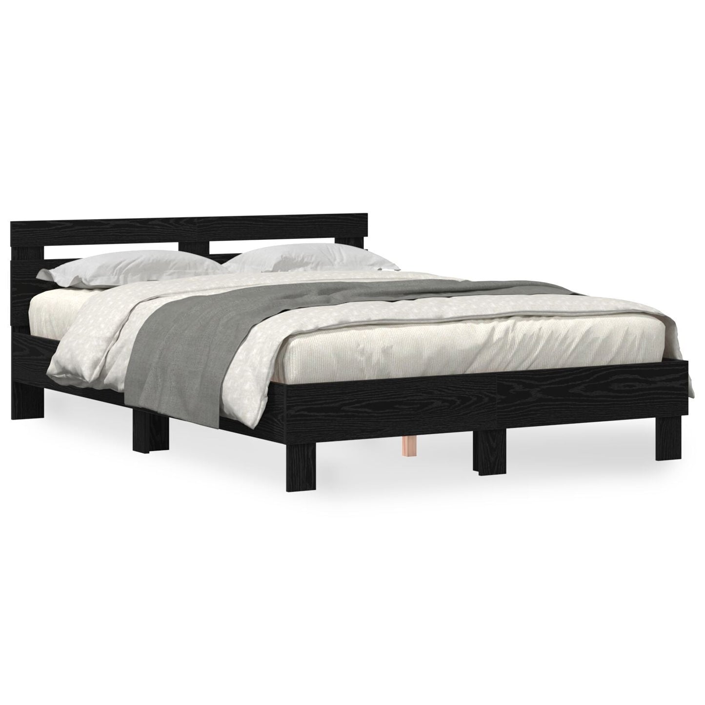 Modern Wooden Queen Size 160cm Bed Frame Base With Headboard & LED Lights