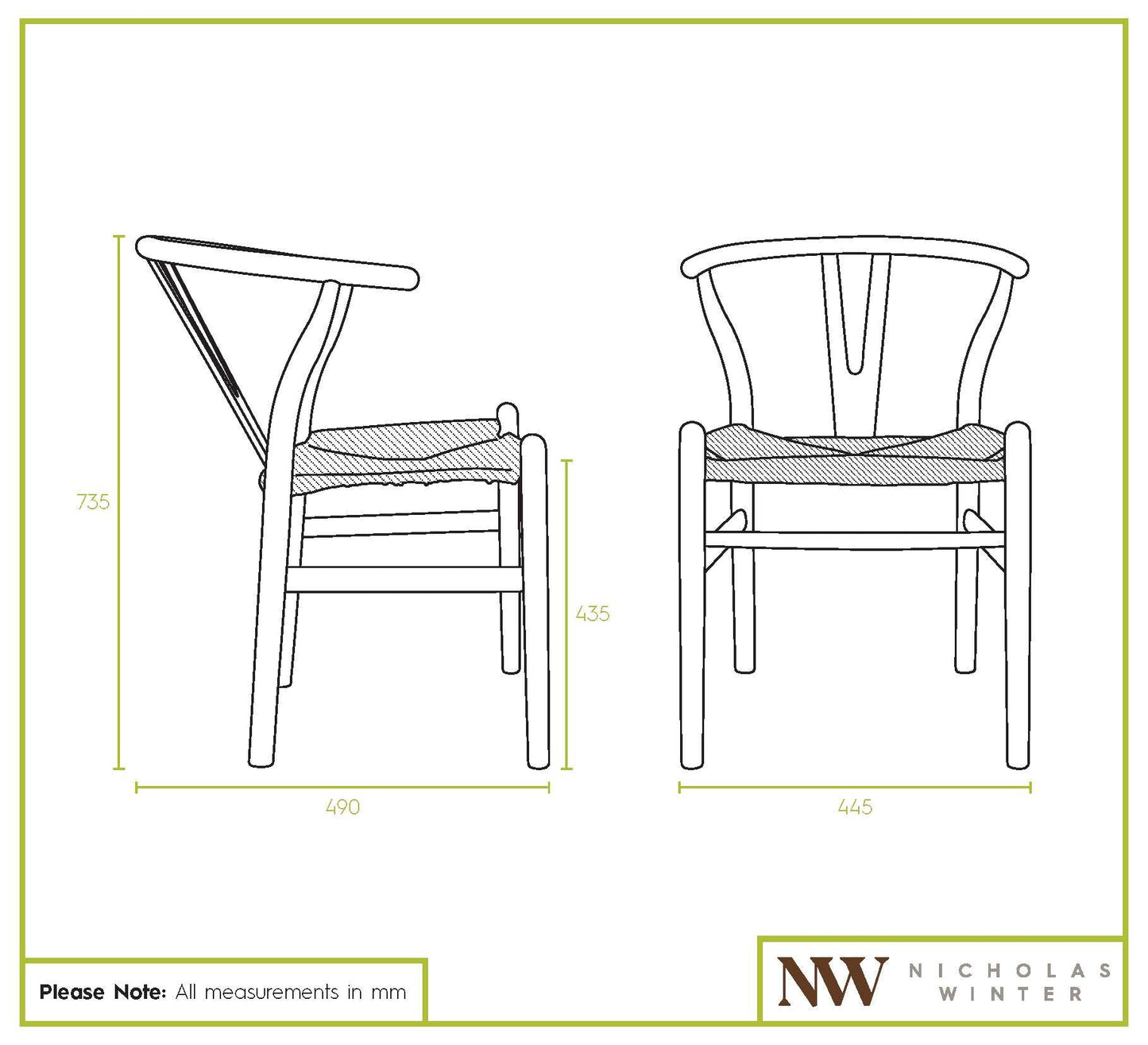Black Wooden Wishbone Dining Chair with Beige Weave