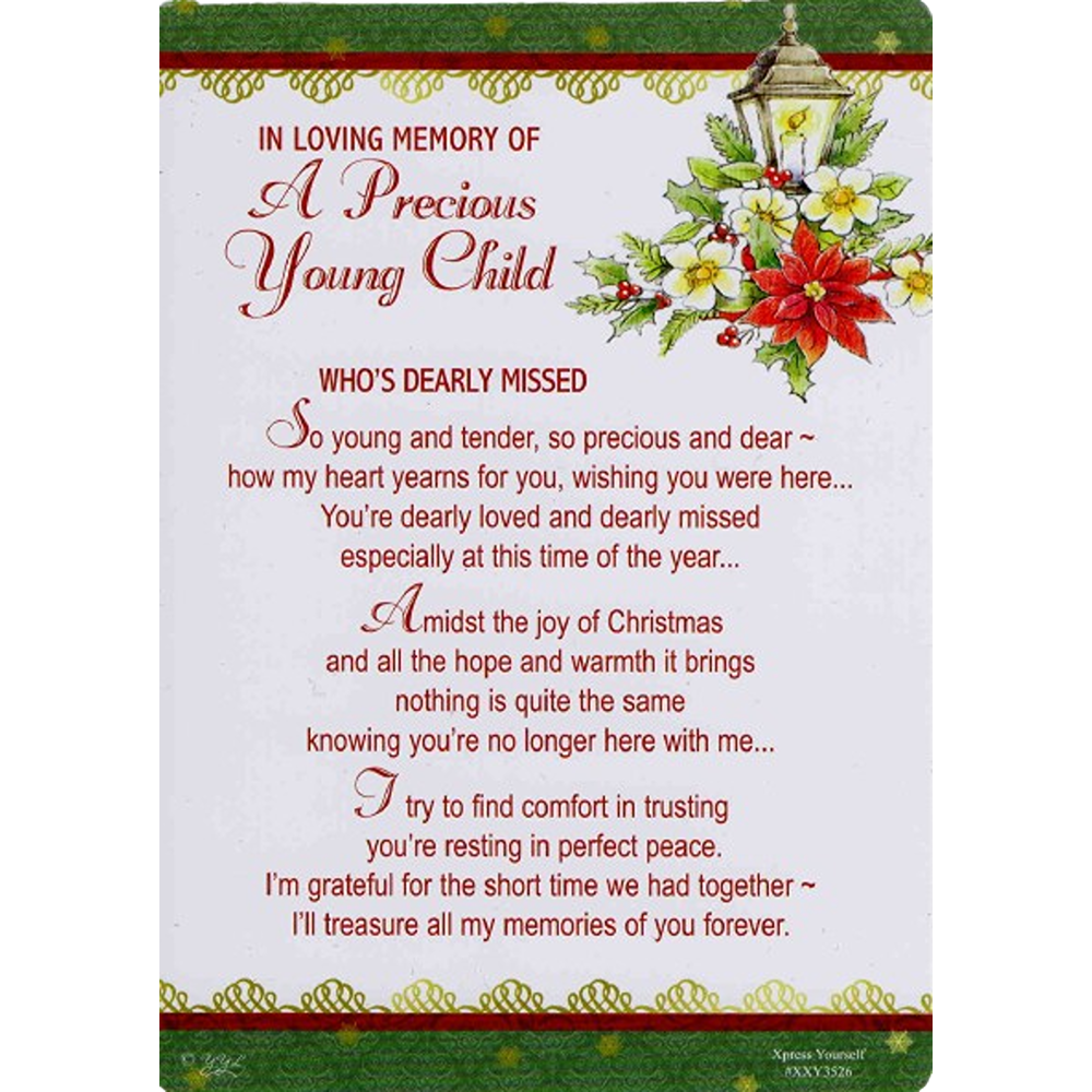 Xpress Yourself – In Loving Memory Of A Precious Young Child – Grave Card