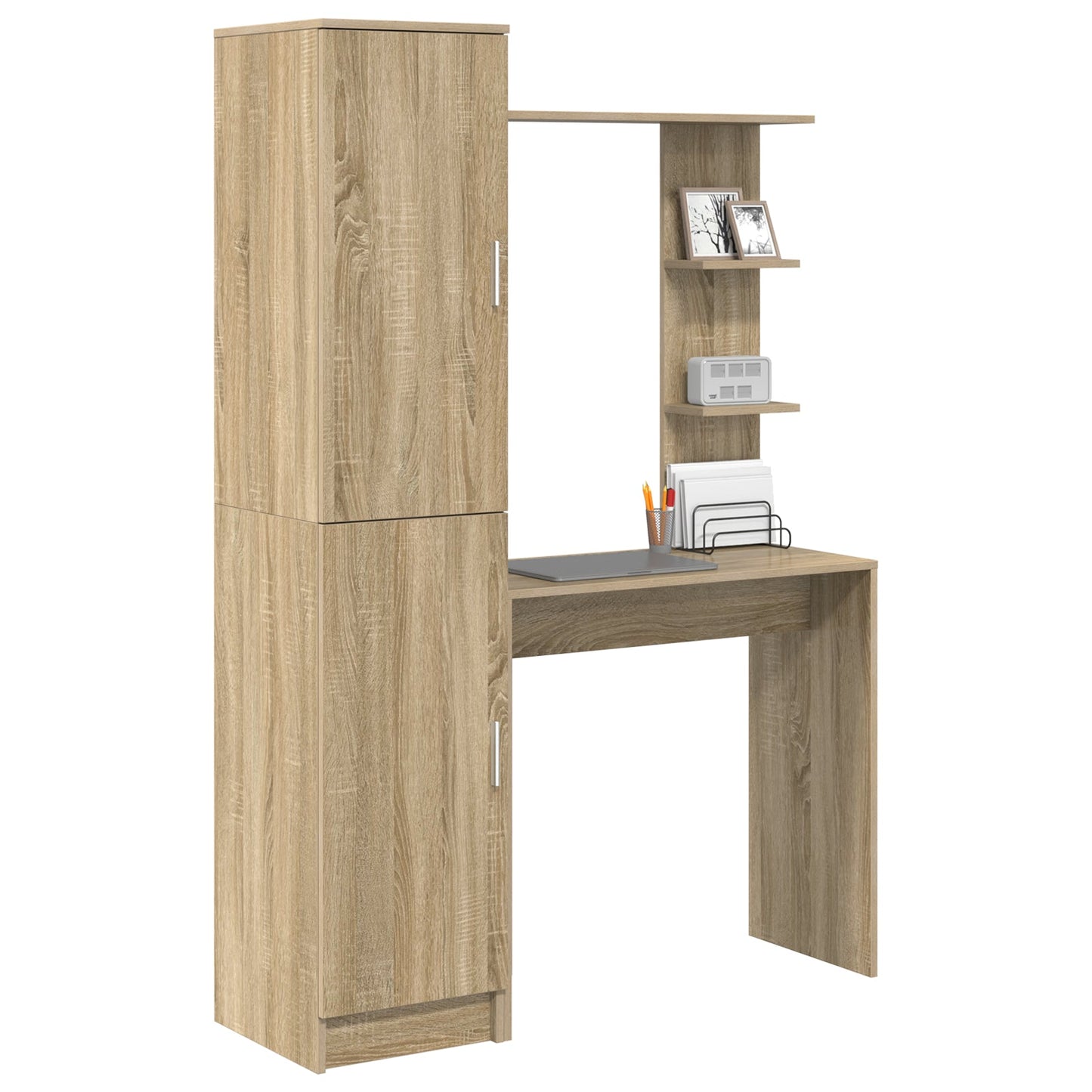 Desk with Storage Sonoma Oak Engineered Wood