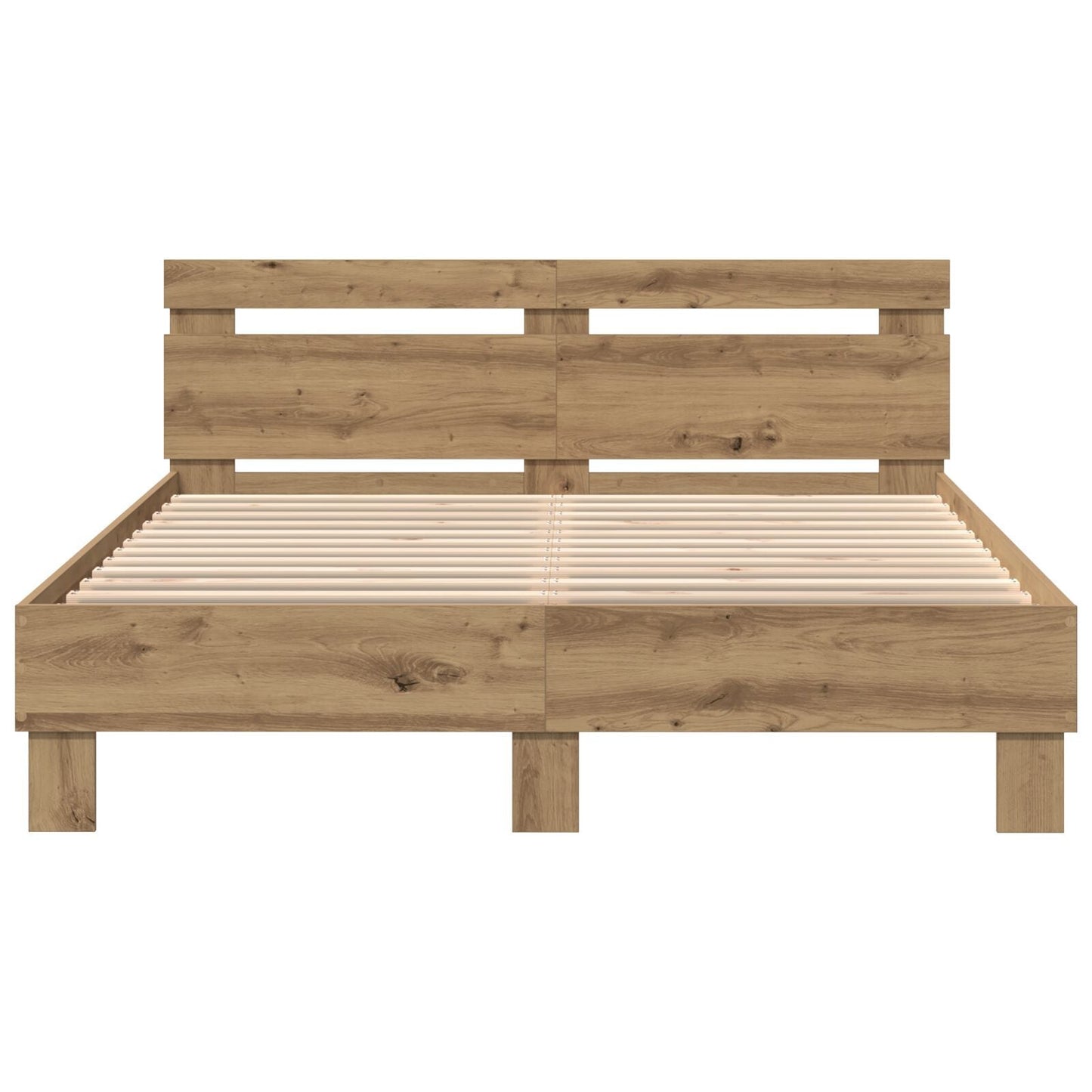 Modern Wooden Queen Size 160cm Bed Frame Base With Headboard & LED Lights