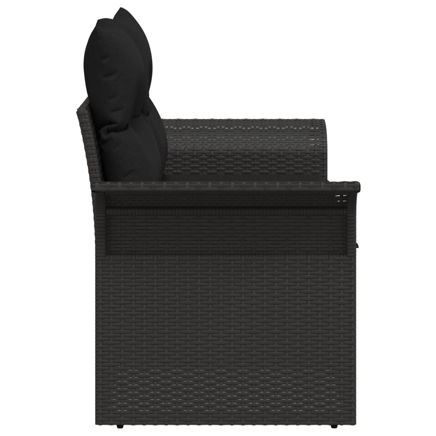 Outdoor Patio Poly Rattan 2-Seater Garden Sofa With Storage & Cushions Chair
