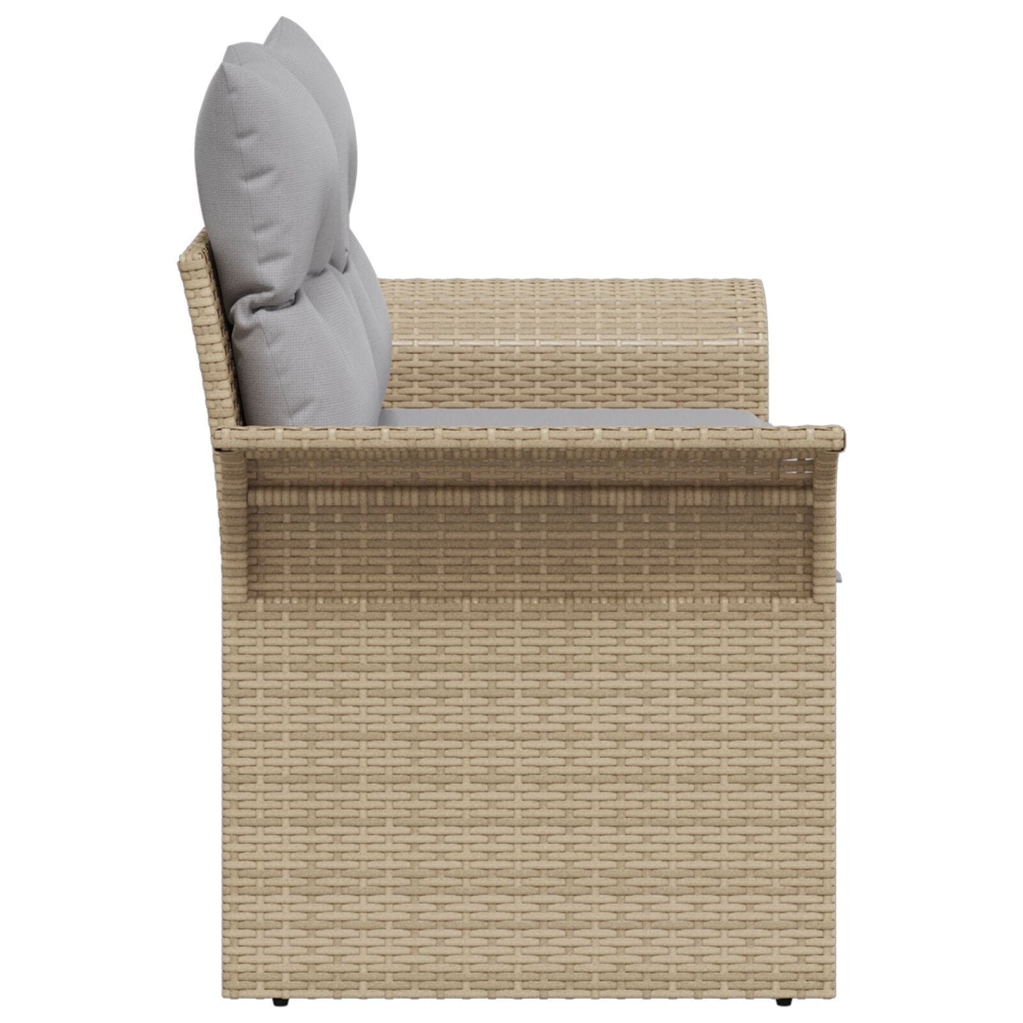 Outdoor Patio Poly Rattan 2-Seater Garden Sofa With Storage & Cushions Chair