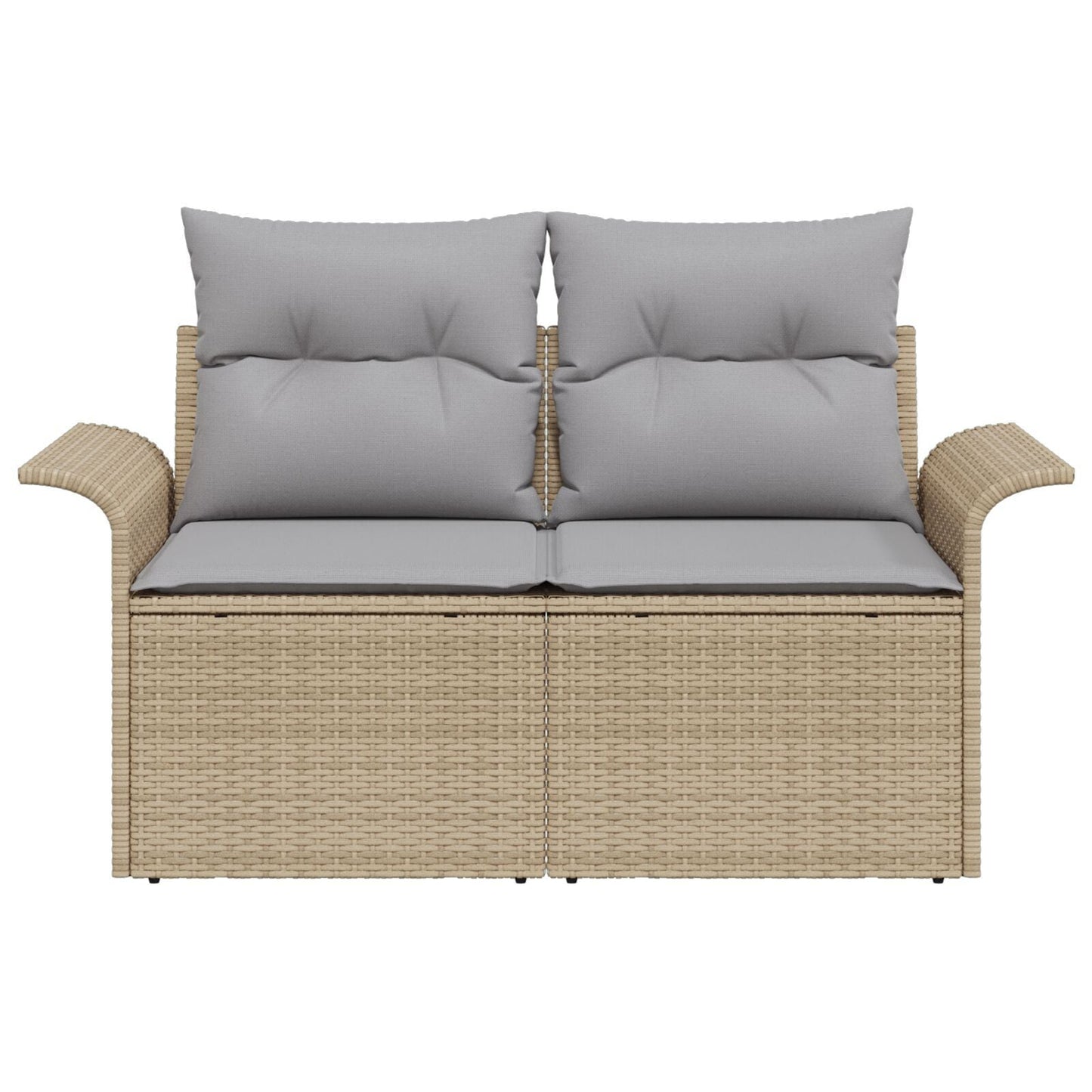 Outdoor Patio Poly Rattan 2-Seater Garden Sofa With Storage & Cushions Chair