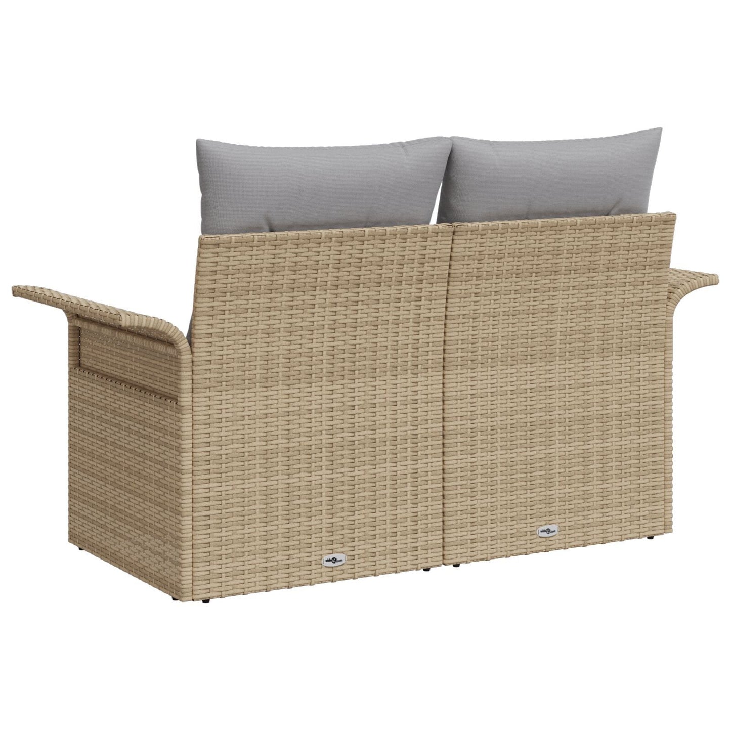 Outdoor Patio Poly Rattan 2-Seater Garden Sofa With Storage & Cushions Chair