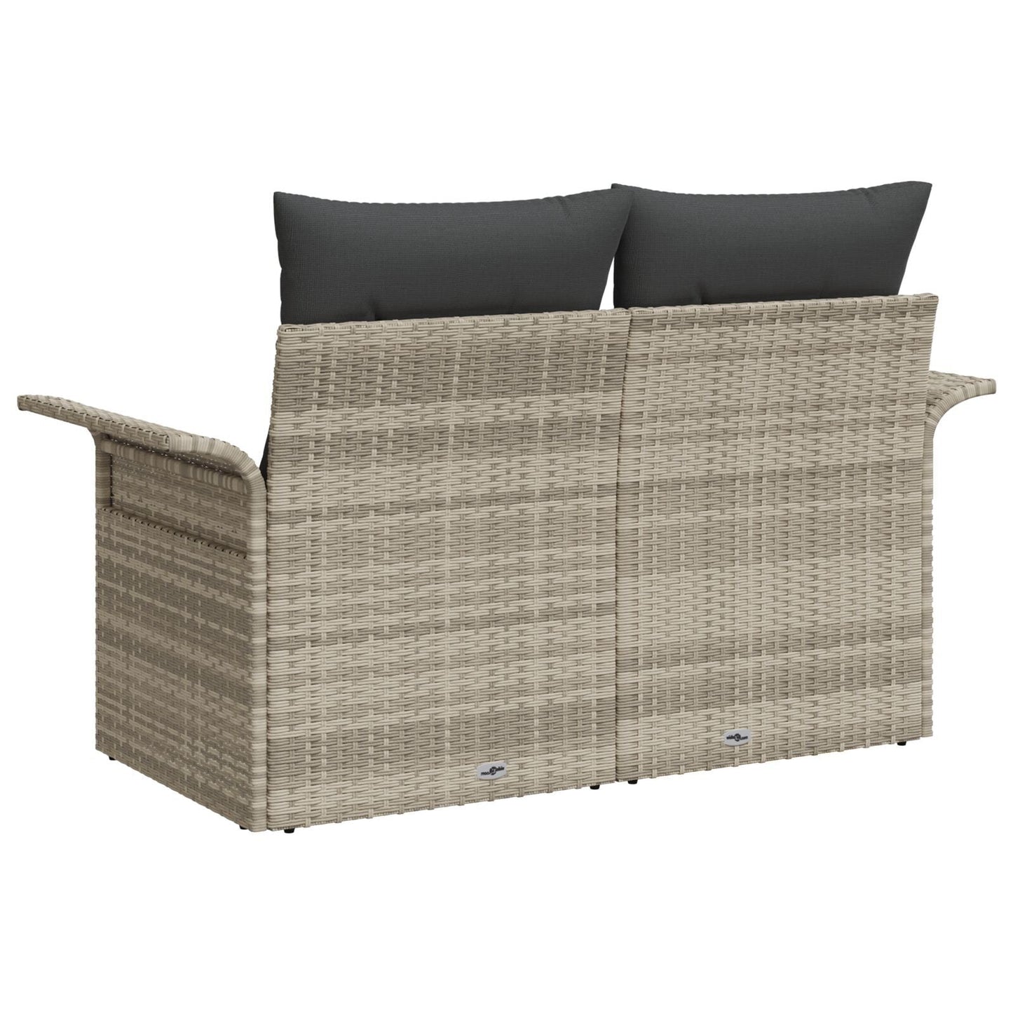 Outdoor Patio Poly Rattan 2-Seater Garden Sofa With Storage & Cushions Chair