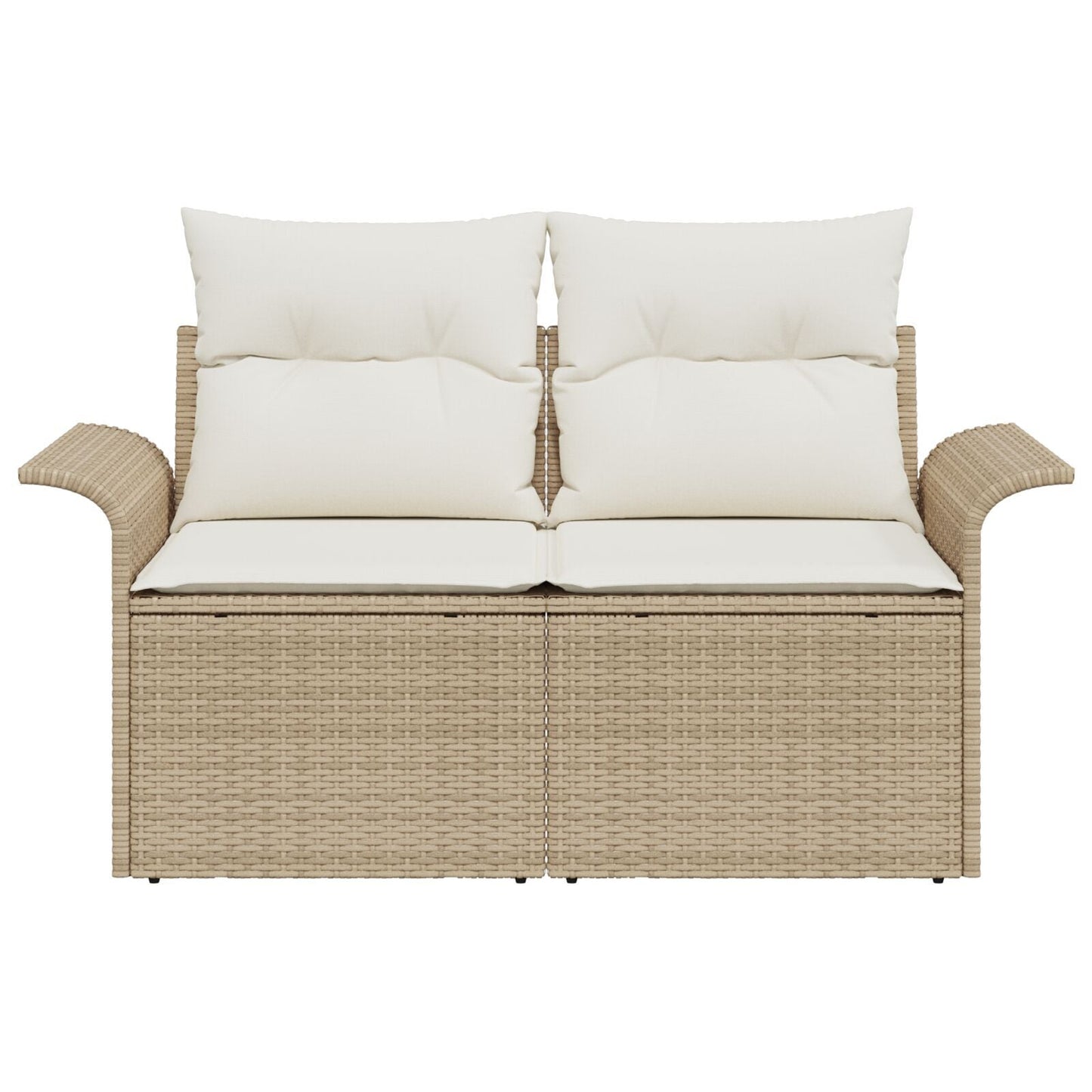 Outdoor Patio Poly Rattan 2-Seater Garden Sofa With Storage & Cushions Chair