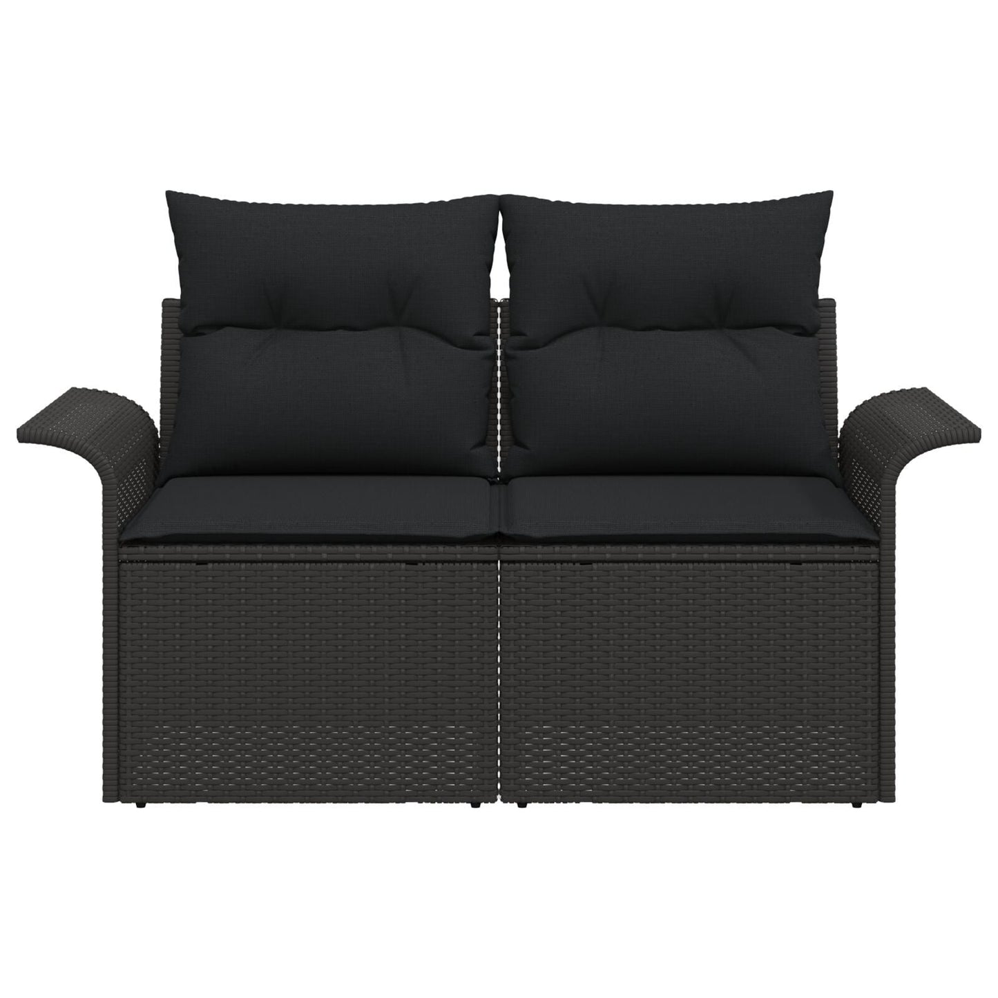 Outdoor Patio Poly Rattan 2-Seater Garden Sofa With Storage & Cushions Chair
