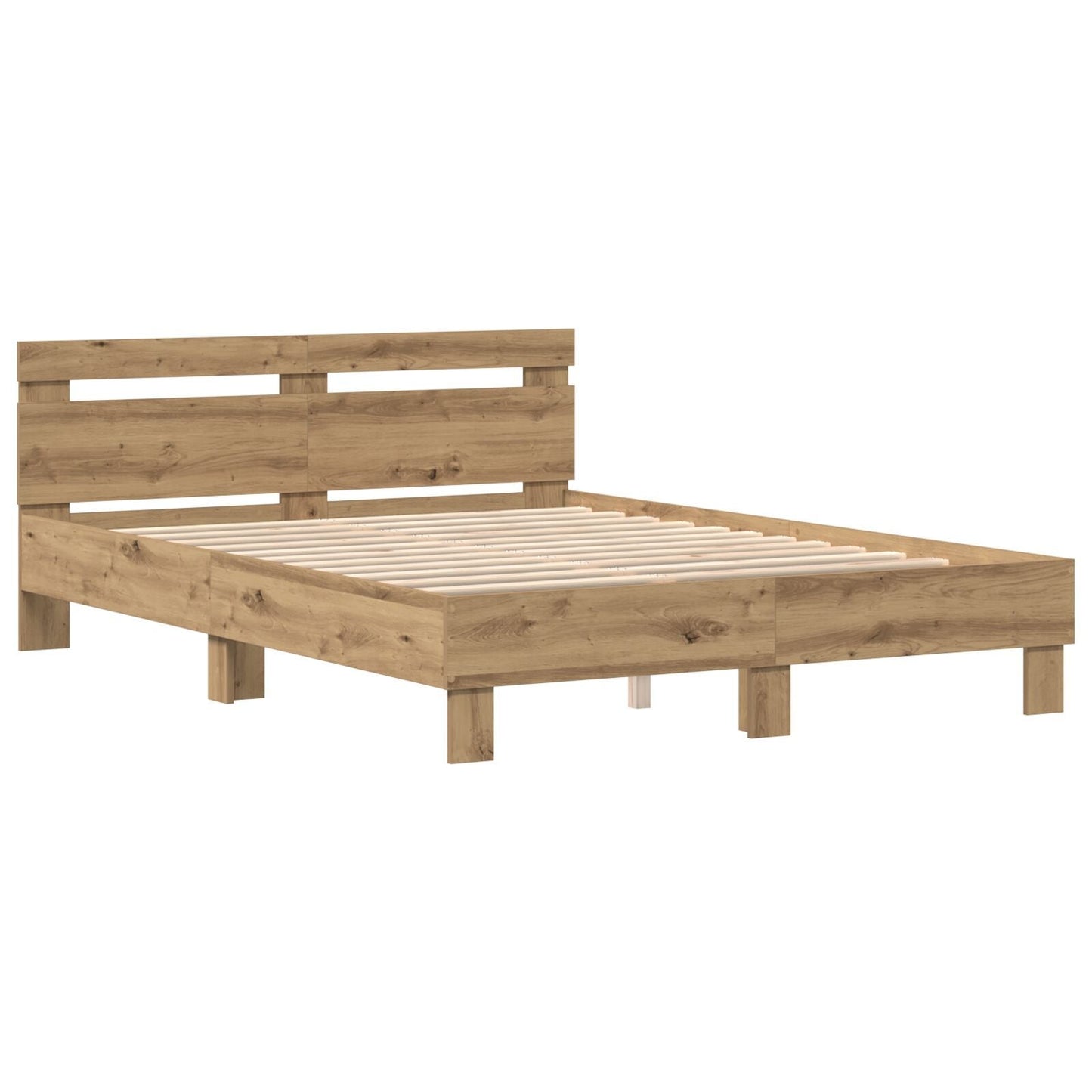 Modern Wooden Queen Size 160cm Bed Frame Base With Headboard & LED Lights