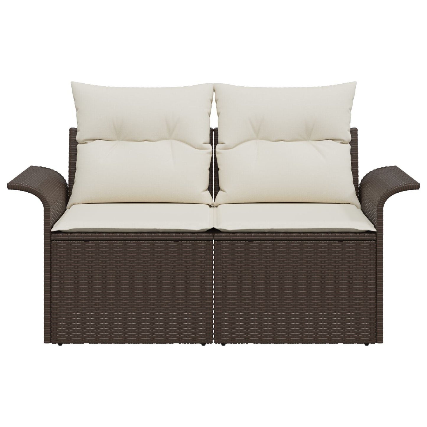 Outdoor Patio Poly Rattan 2-Seater Garden Sofa With Storage & Cushions Chair