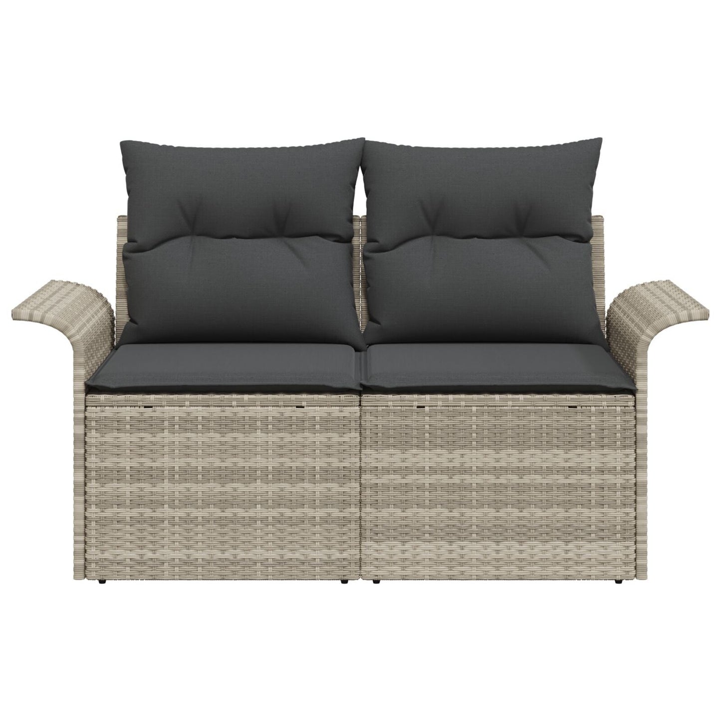 Outdoor Patio Poly Rattan 2-Seater Garden Sofa With Storage & Cushions Chair