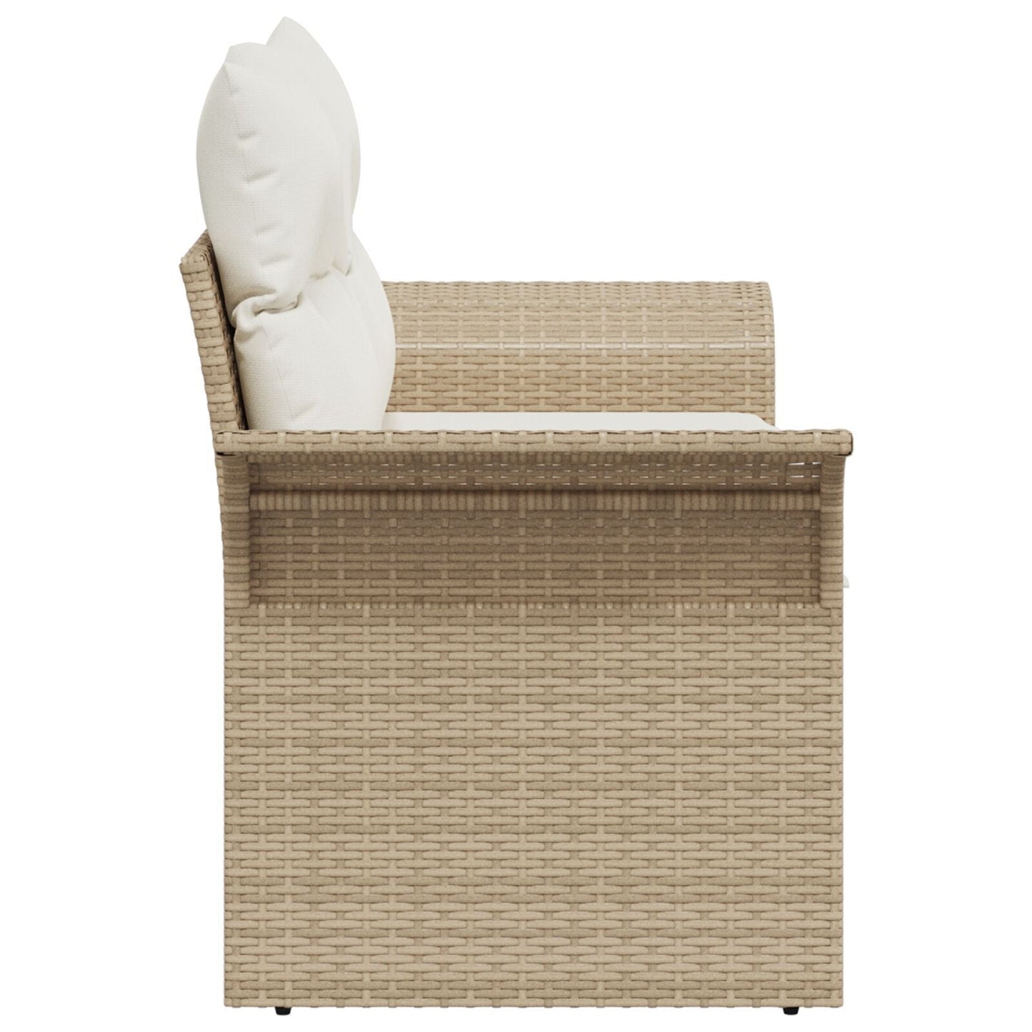 Outdoor Patio Poly Rattan 2-Seater Garden Sofa With Storage & Cushions Chair
