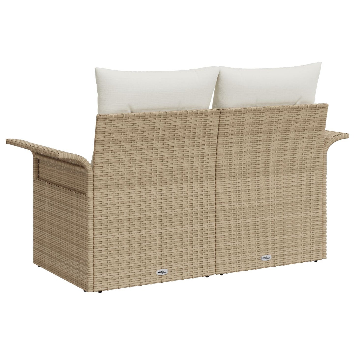 Outdoor Patio Poly Rattan 2-Seater Garden Sofa With Storage & Cushions Chair