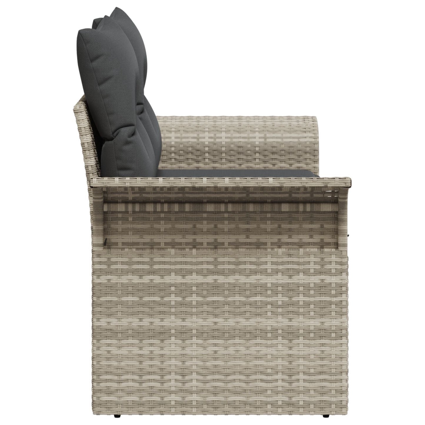 Outdoor Patio Poly Rattan 2-Seater Garden Sofa With Storage & Cushions Chair
