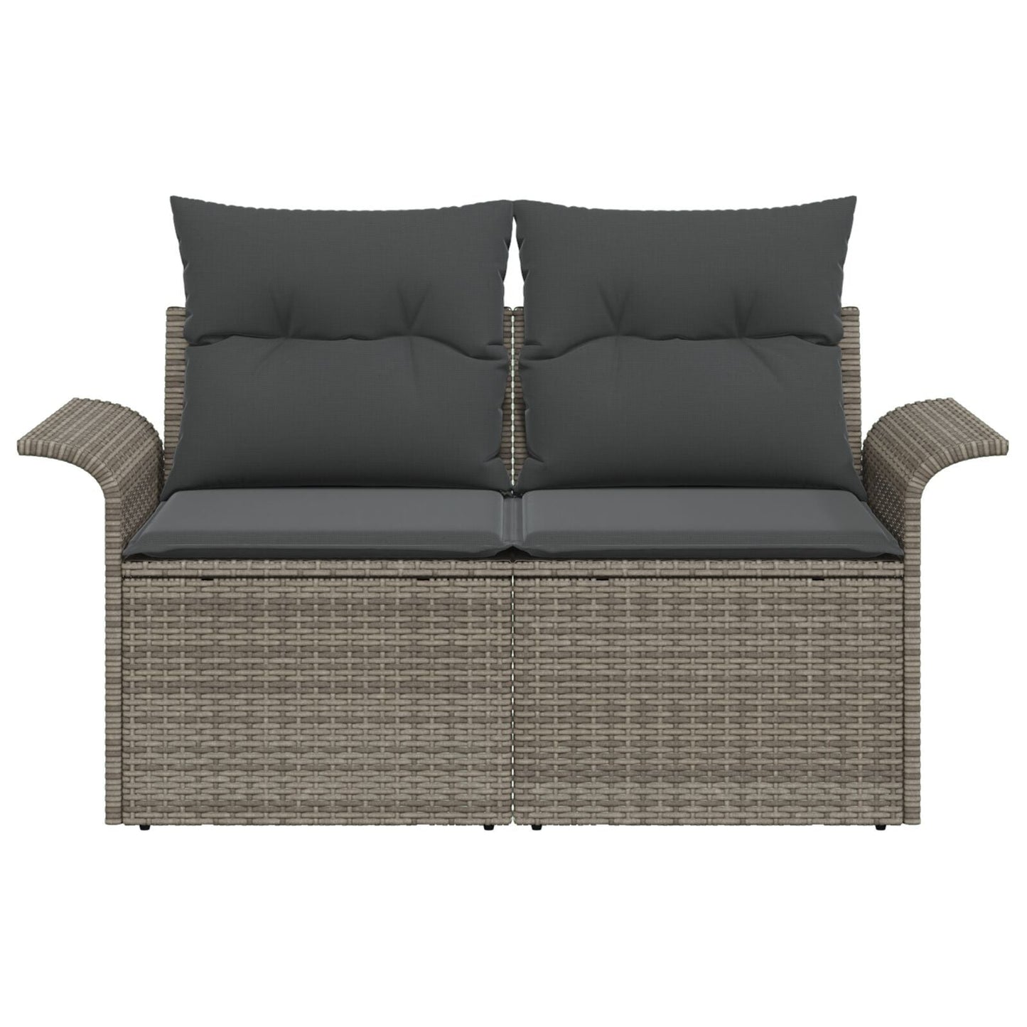 Outdoor Patio Poly Rattan 2-Seater Garden Sofa With Storage & Cushions Chair