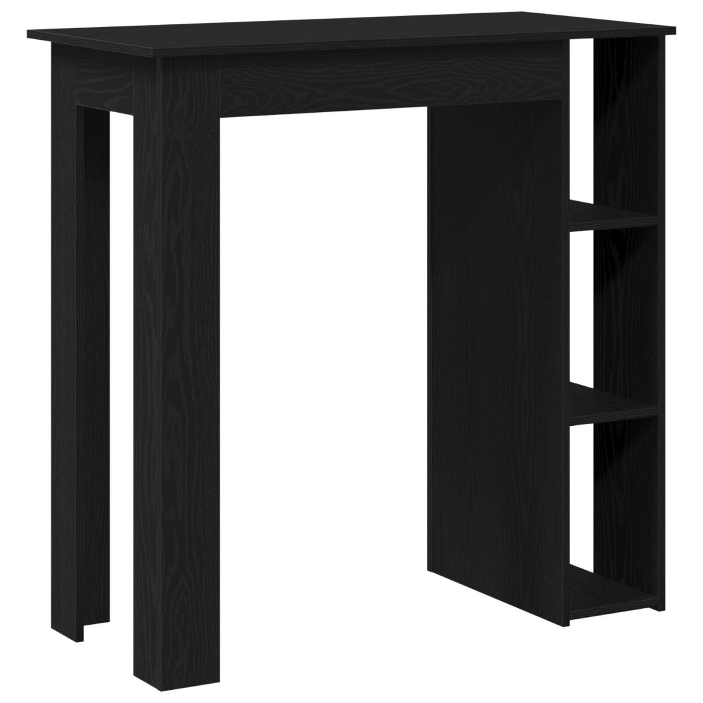 Modern Wooden High Bar Table With Open Storage Shelves Wood Table