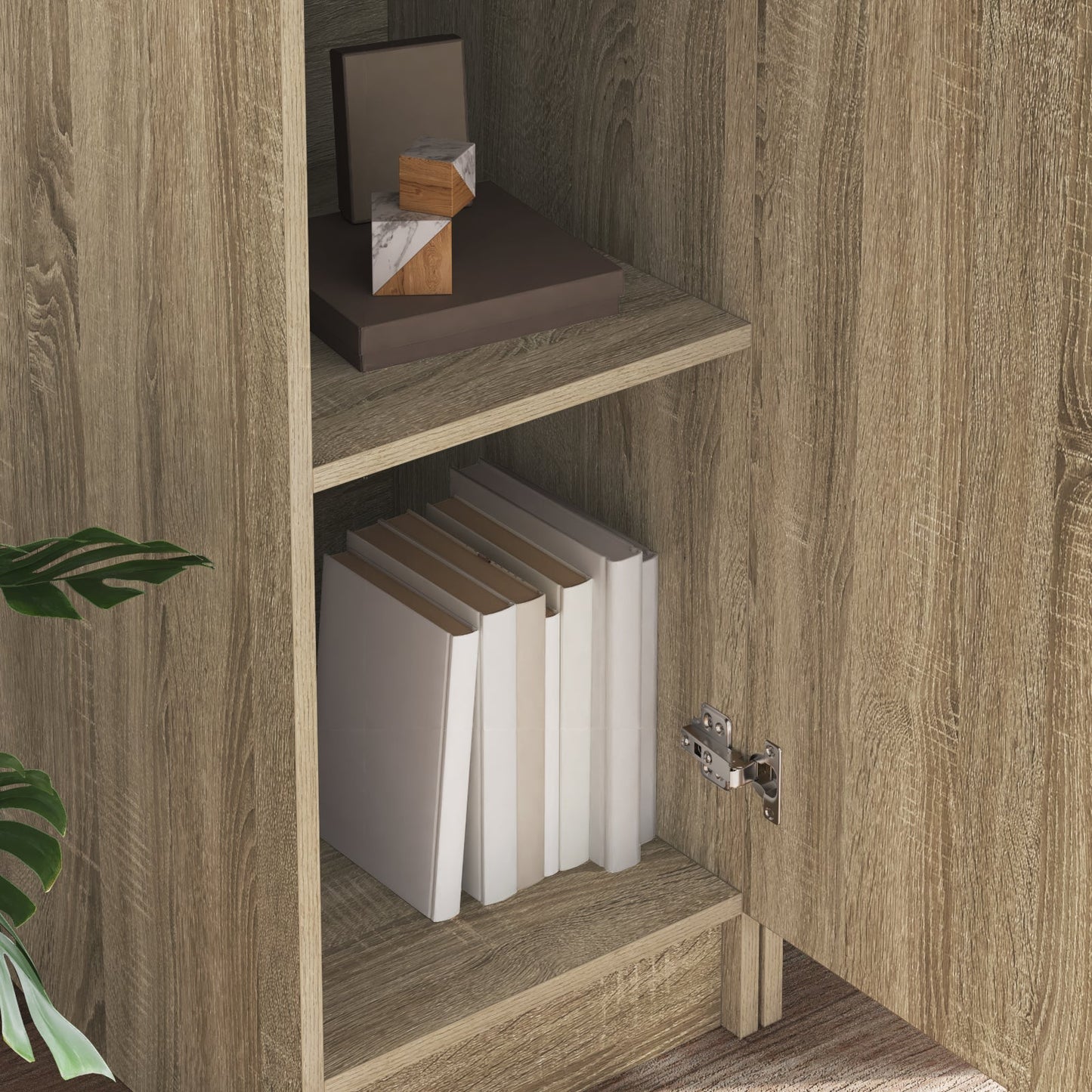 Desk with Storage Sonoma Oak Engineered Wood