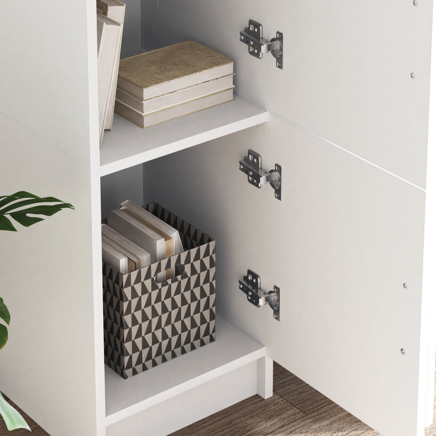 Desk with Storage White Engineered Wood