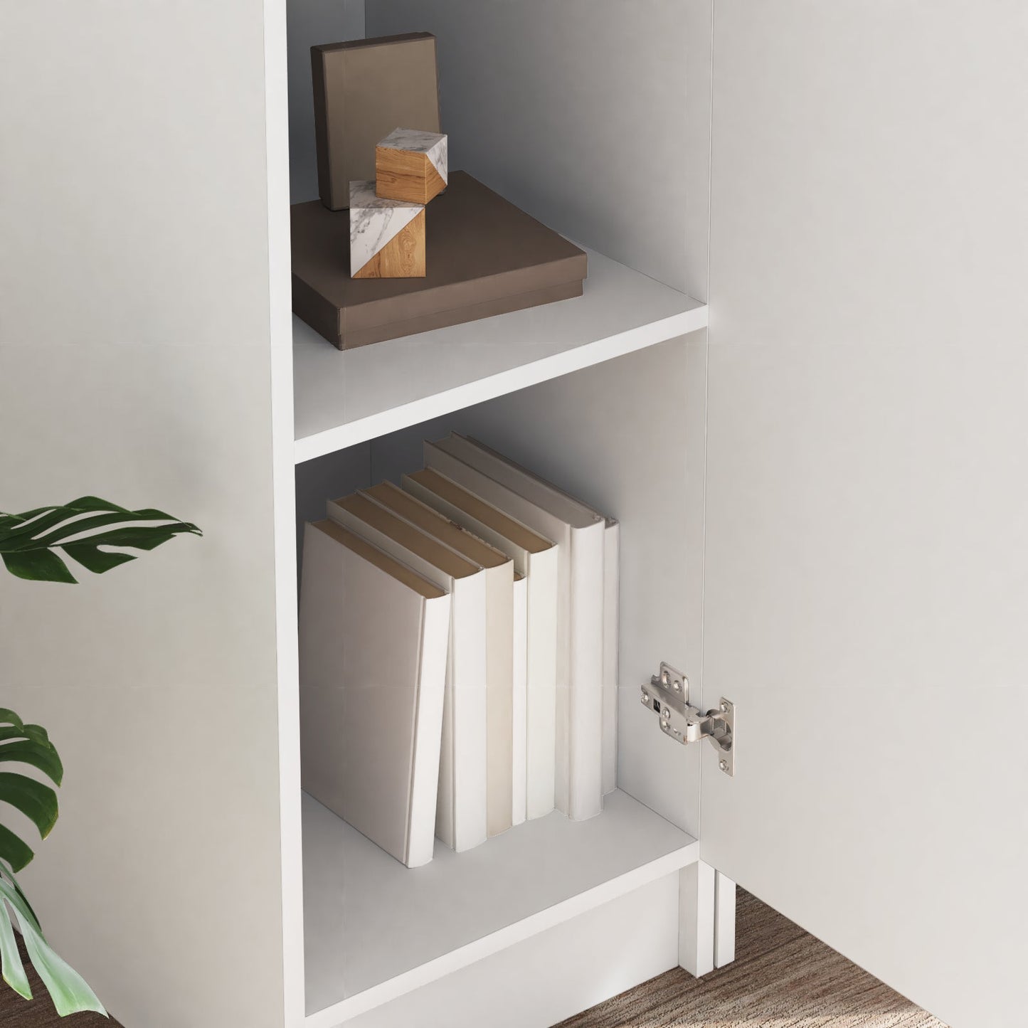 Desk with Storage White Engineered Wood