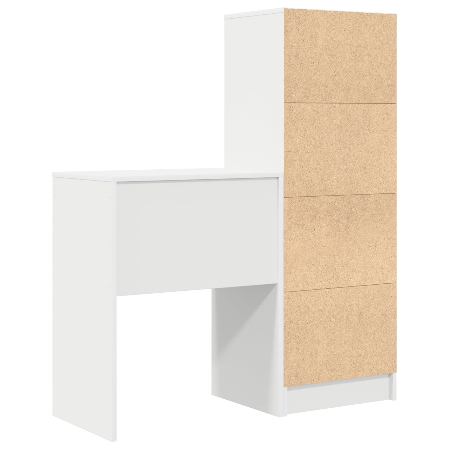 Desk with Storage White Engineered Wood