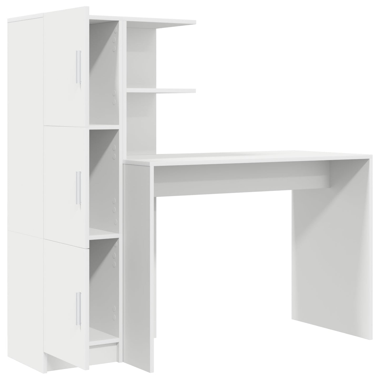 Desk with Storage White Engineered Wood
