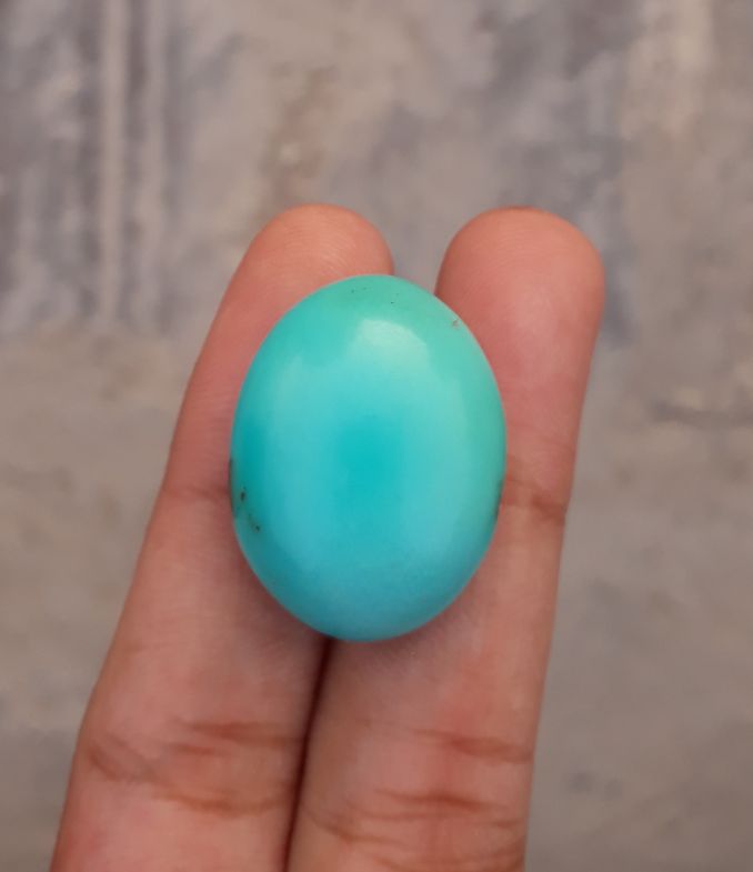 Natural Green Turquoise, Oval Shape - Persian Turquoise - Green Feroza - 34.7ct- 26x20mm