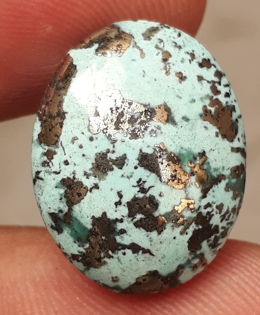 Natural Turquoise with Pyrite - Blue Matrix Turquoise - Shajri Feroza-18Ct
