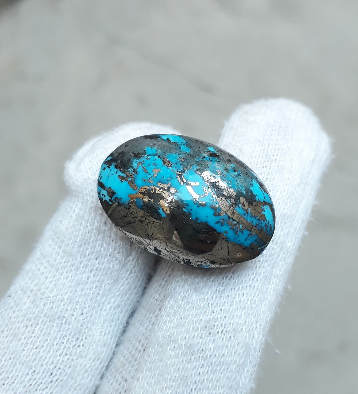 Natural Turquoise with Pyrite - Blue Matrix Turquoise - Shajri Feroza-49Ct
