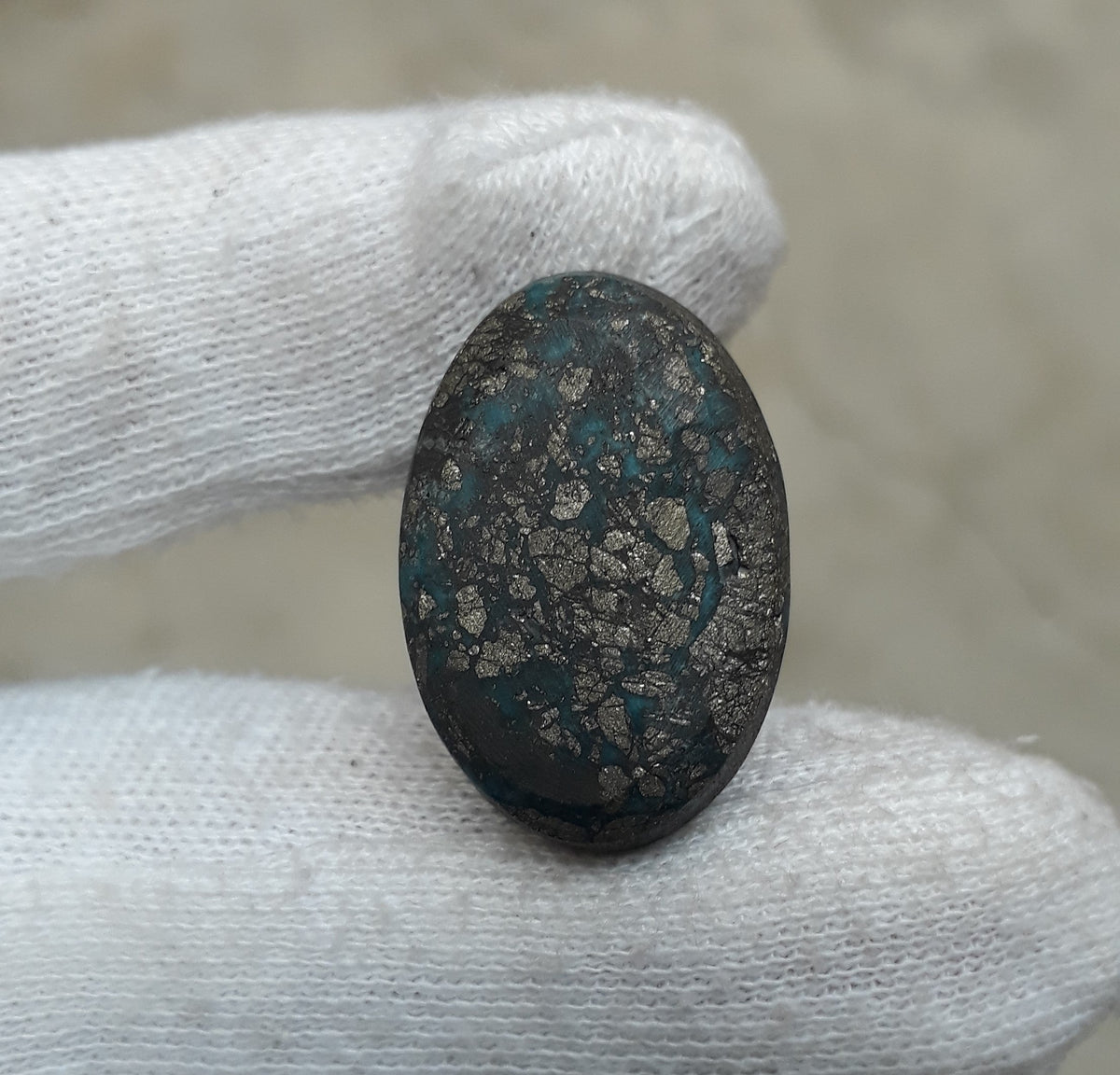 Natural Turquoise with Pyrite - Blue Matrix Turquoise - Shajri Feroza-63Ct