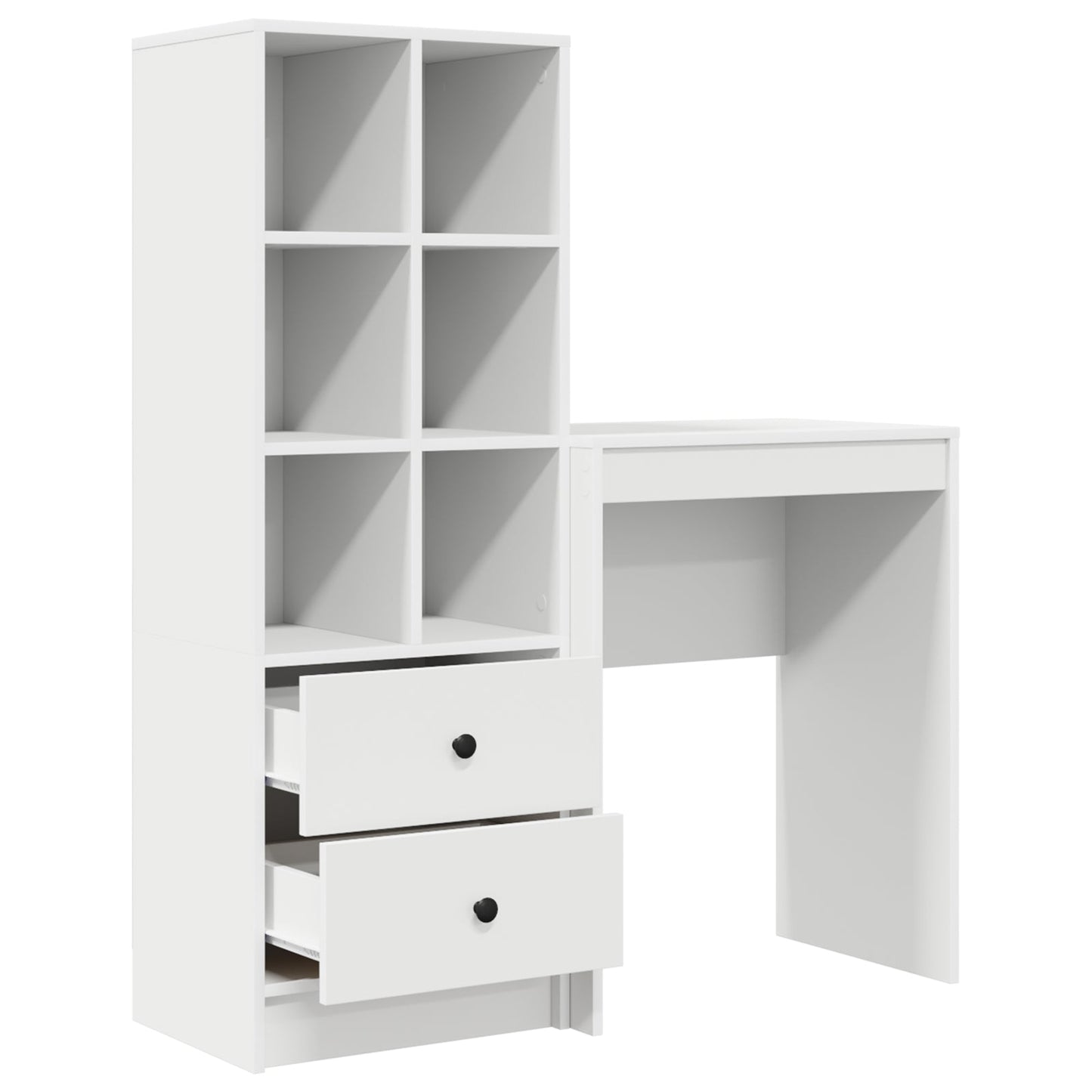 Desk with Storage White Engineered Wood