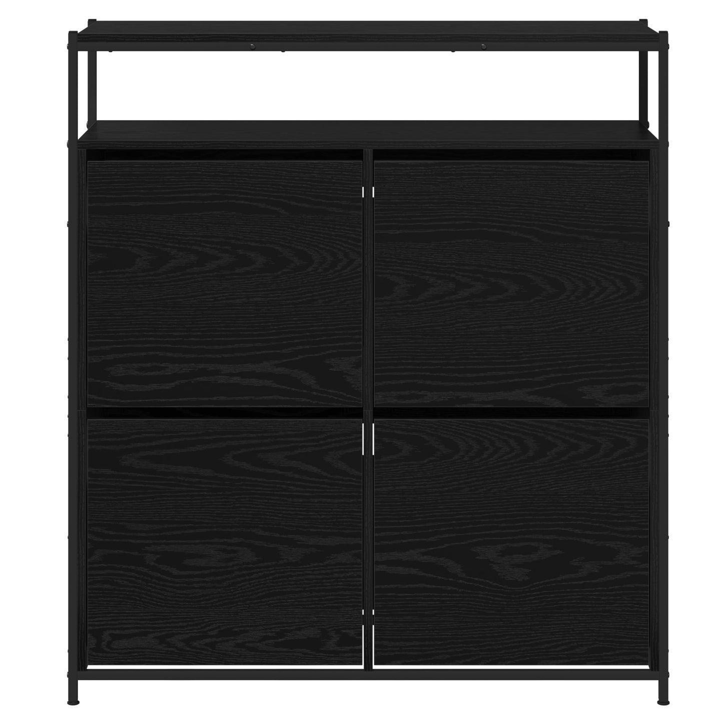 Shoe Cabinet with 4 Flip-Drawers Black Oak 100x34x112 cm