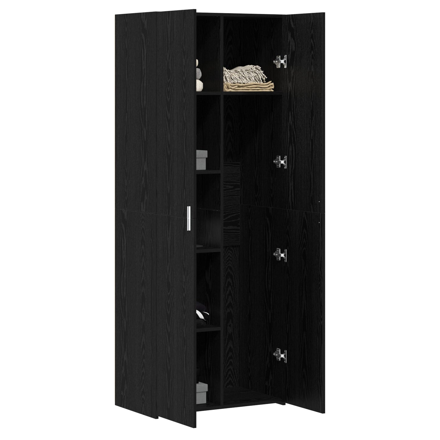 Highboard Black Oak 70x42.5x185 cm Engineered Wood