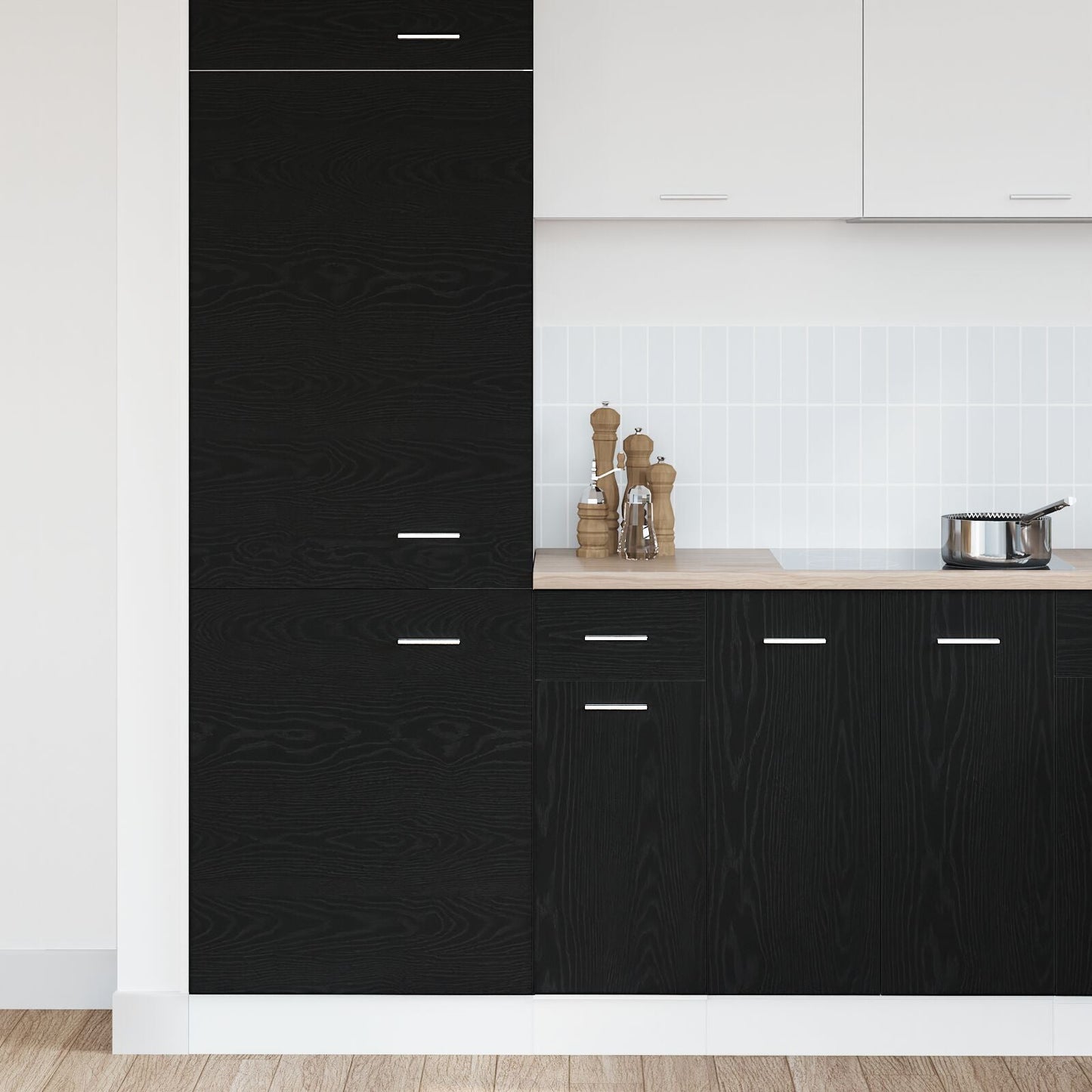 Black Oak Drawer Bottom Cabinet - 30x46x81.5 cm, Made from Engineered Wood