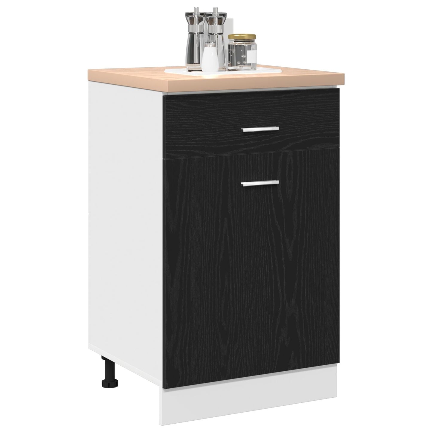 Black Oak Drawer Cabinet - 50x46x81.5 cm, Made with Engineered Wood