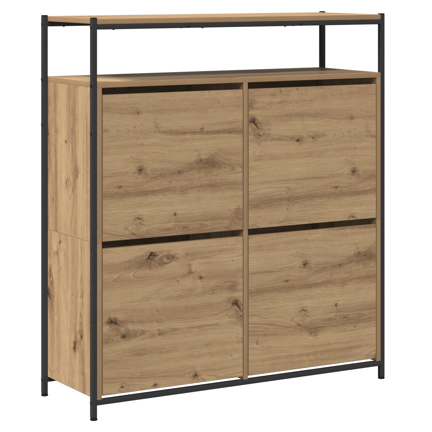 Shoe Cabinet with 4 Flip-Drawers Artisan Oak 100x34x112 cm