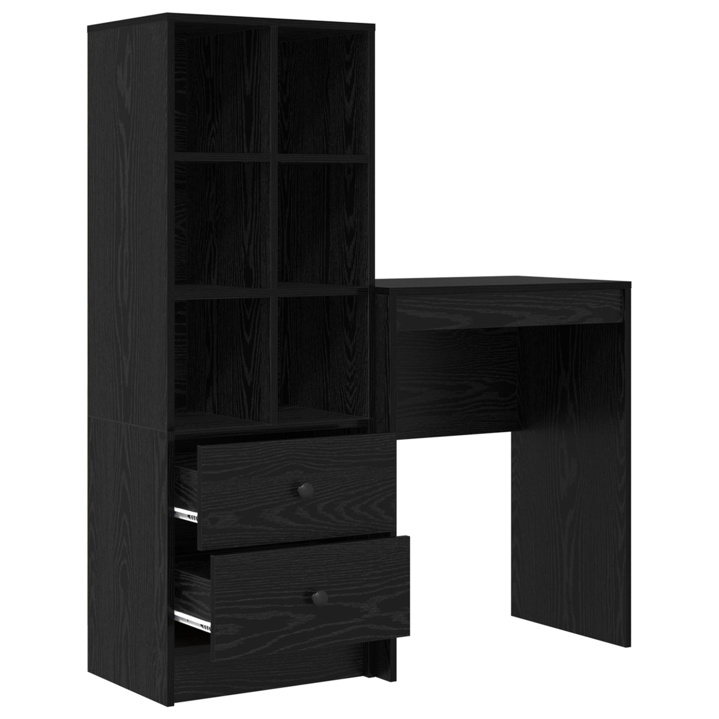 Desk with Storage Black Oak Engineered Wood
