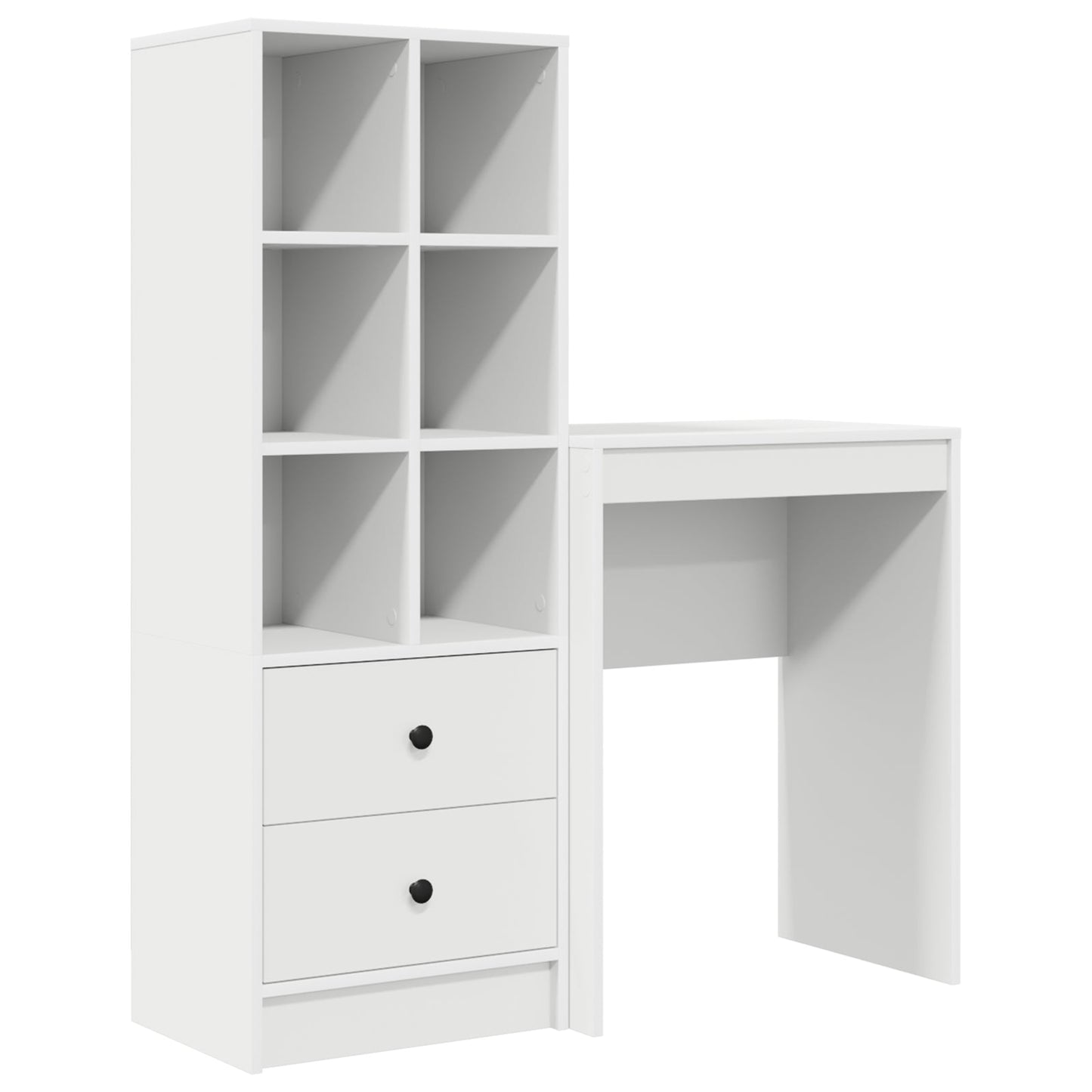 Desk with Storage White Engineered Wood