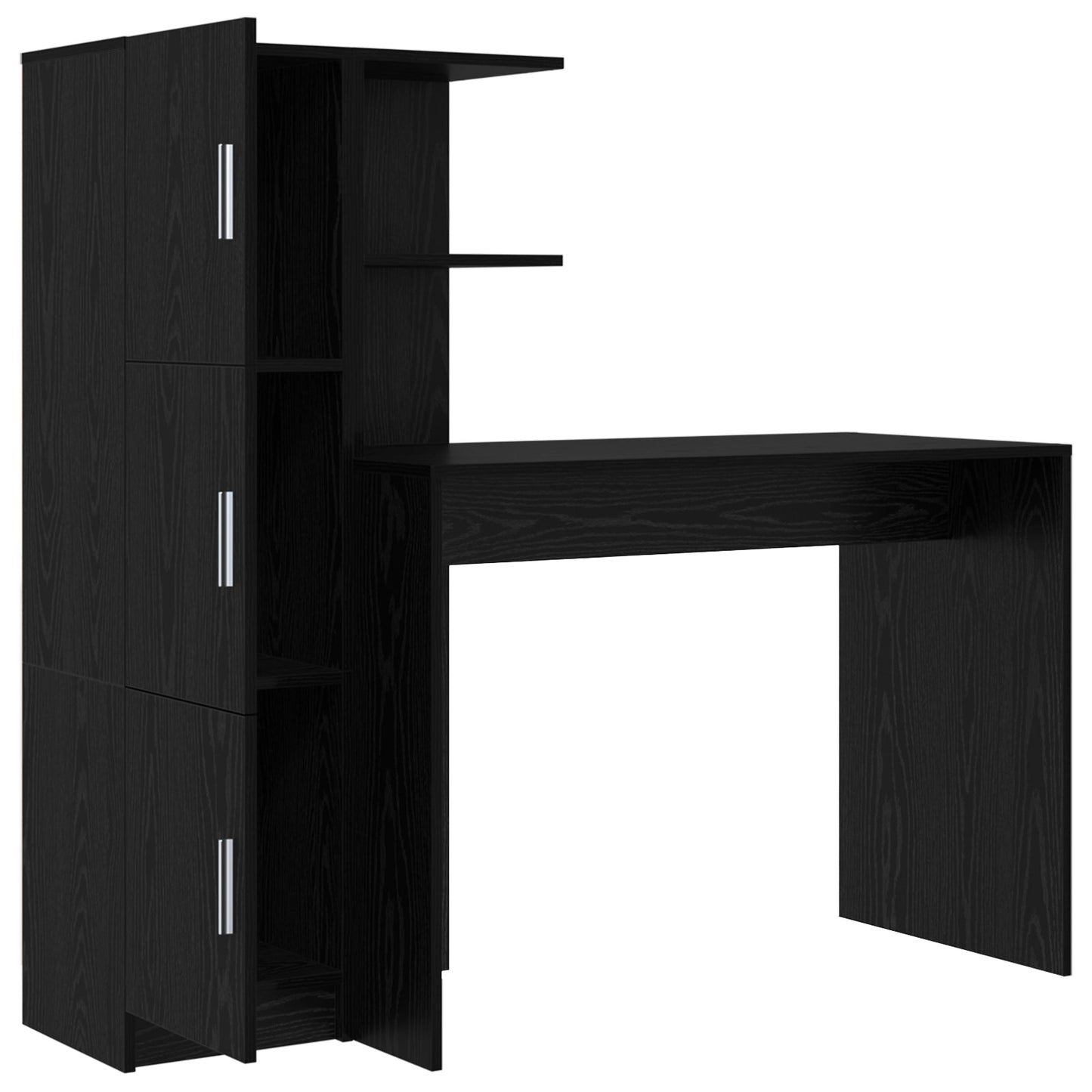 Desk with Storage Black Oak Engineered Wood