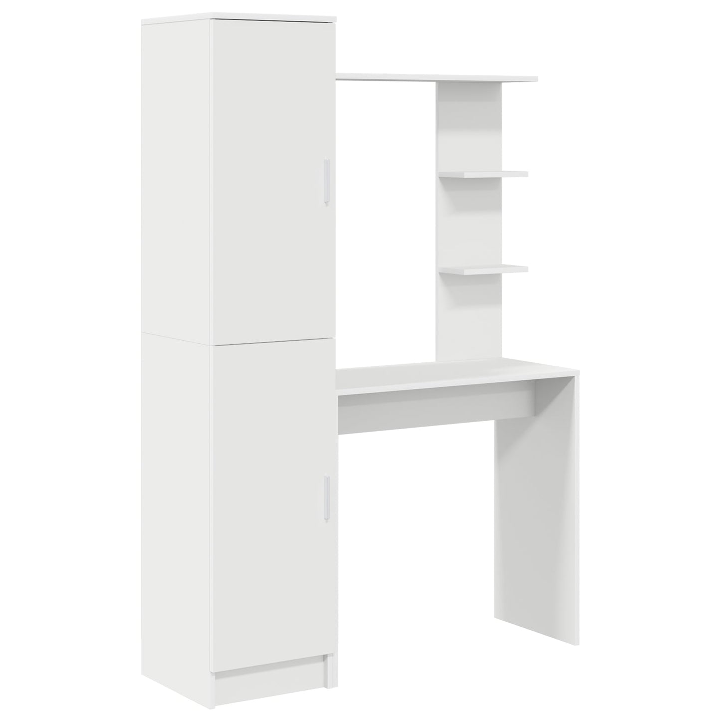 Desk with Storage White Engineered Wood