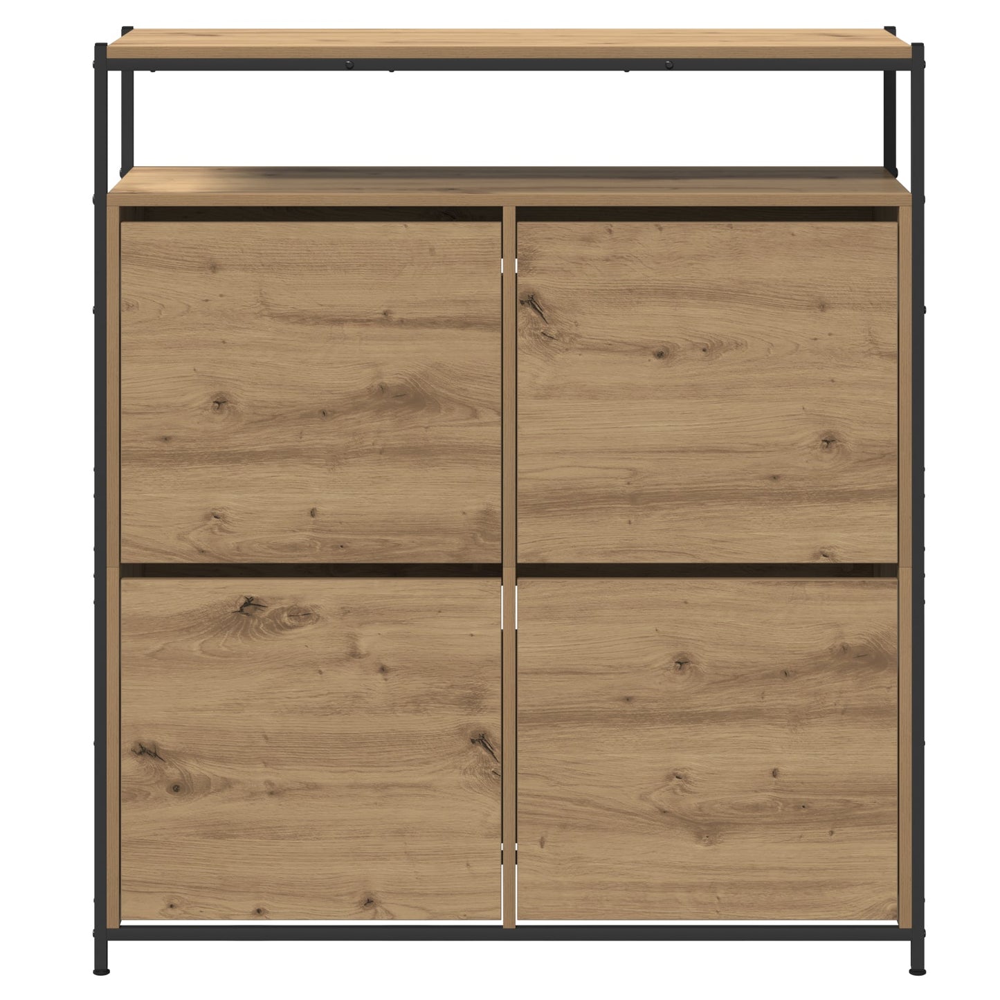 Shoe Cabinet with 4 Flip-Drawers Artisan Oak 100x34x112 cm