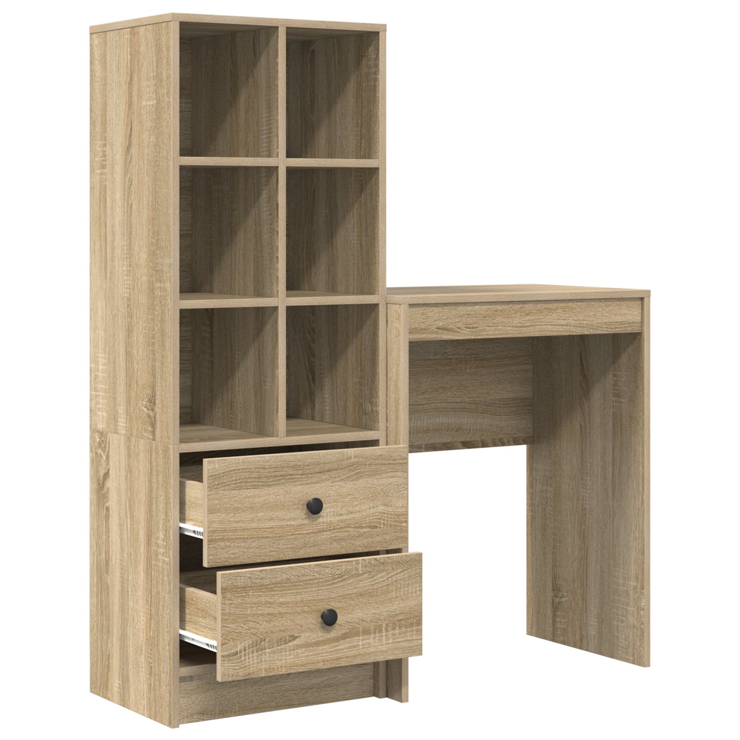 Desk with Storage Sonoma Oak Engineered Wood