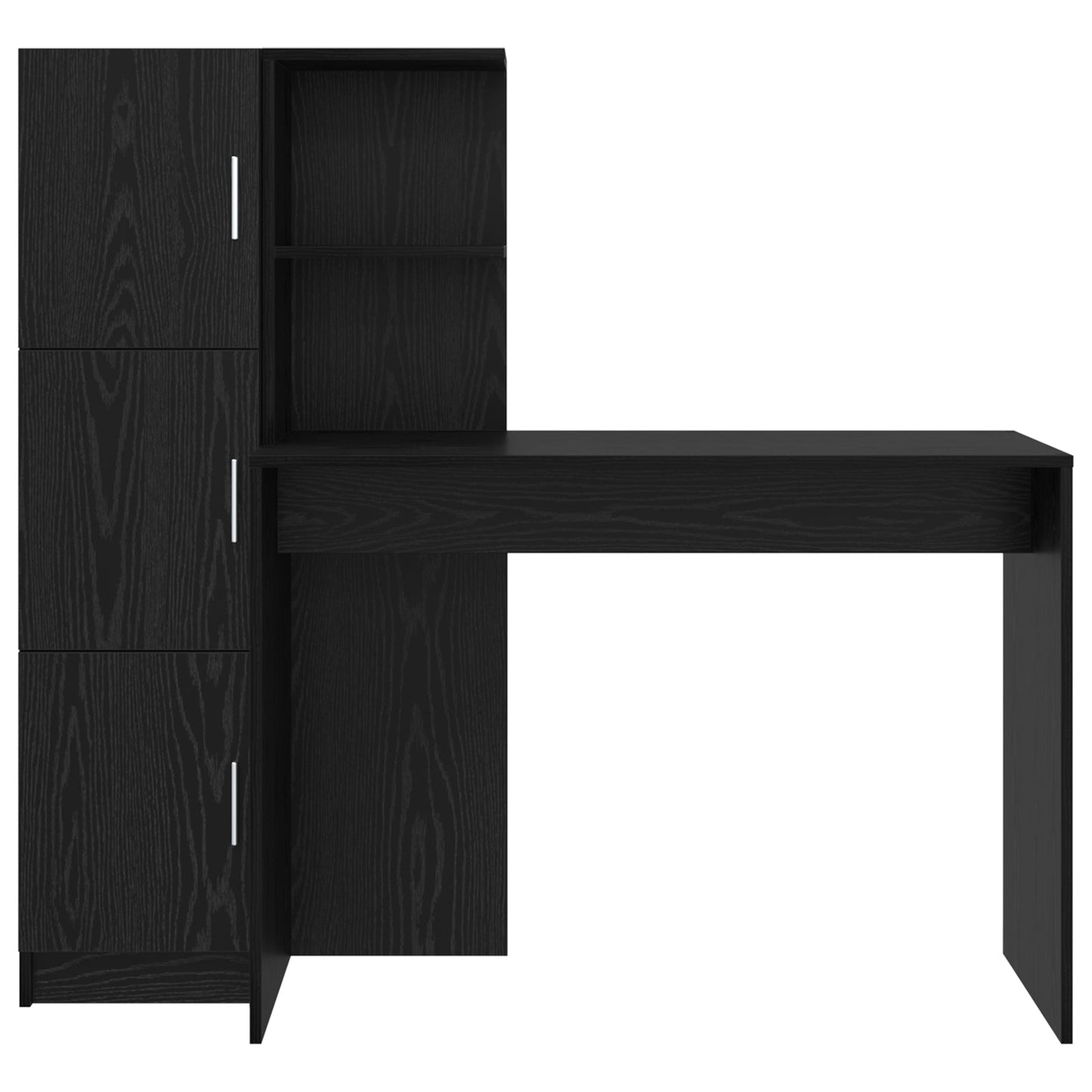 Desk with Storage Black Oak Engineered Wood