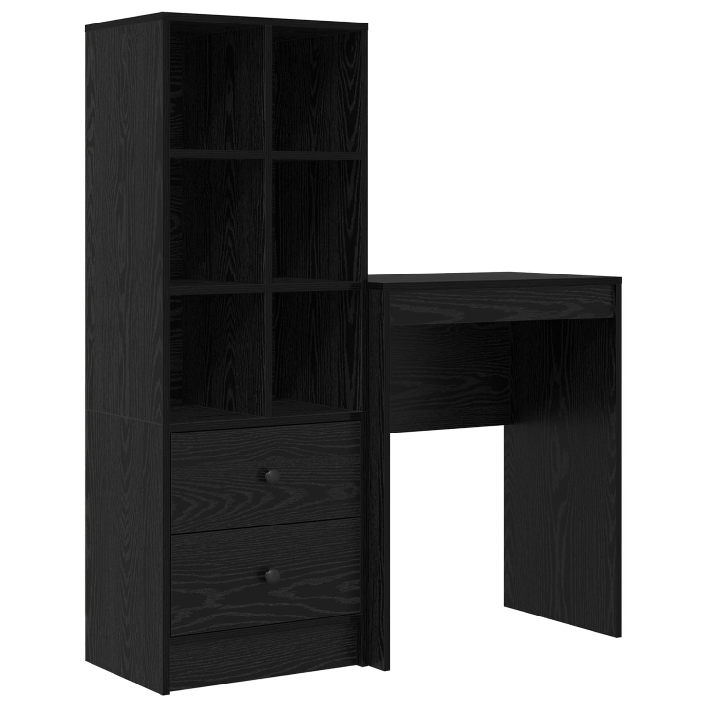Desk with Storage Black Oak Engineered Wood