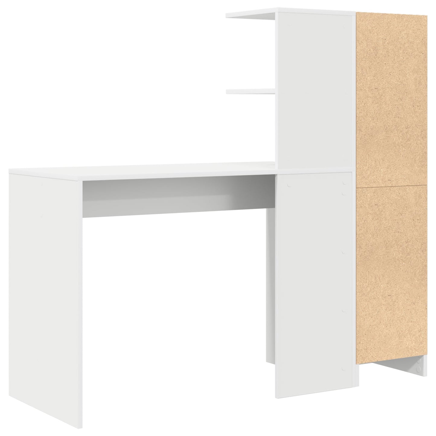 Desk with Storage White Engineered Wood