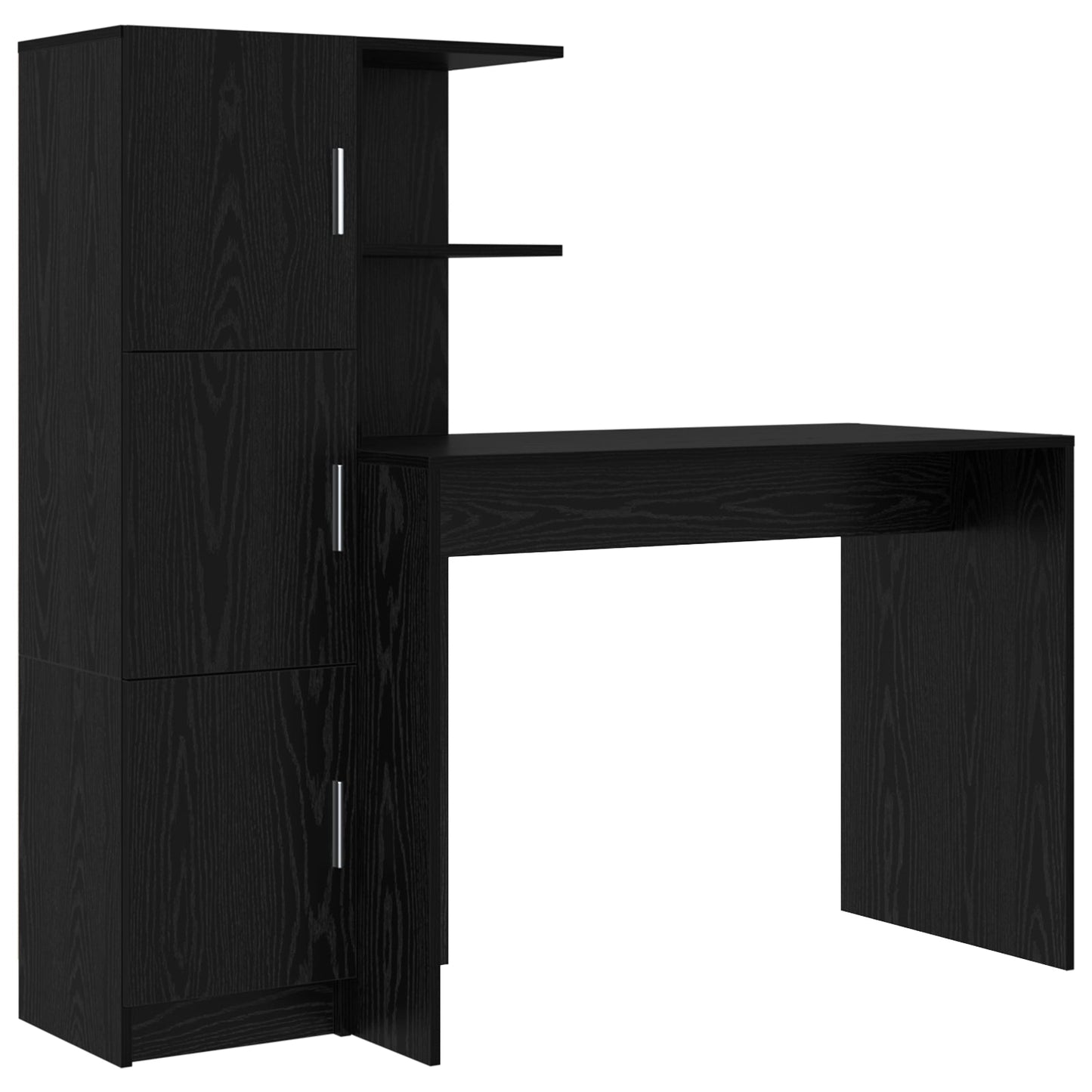 Desk with Storage Black Oak Engineered Wood