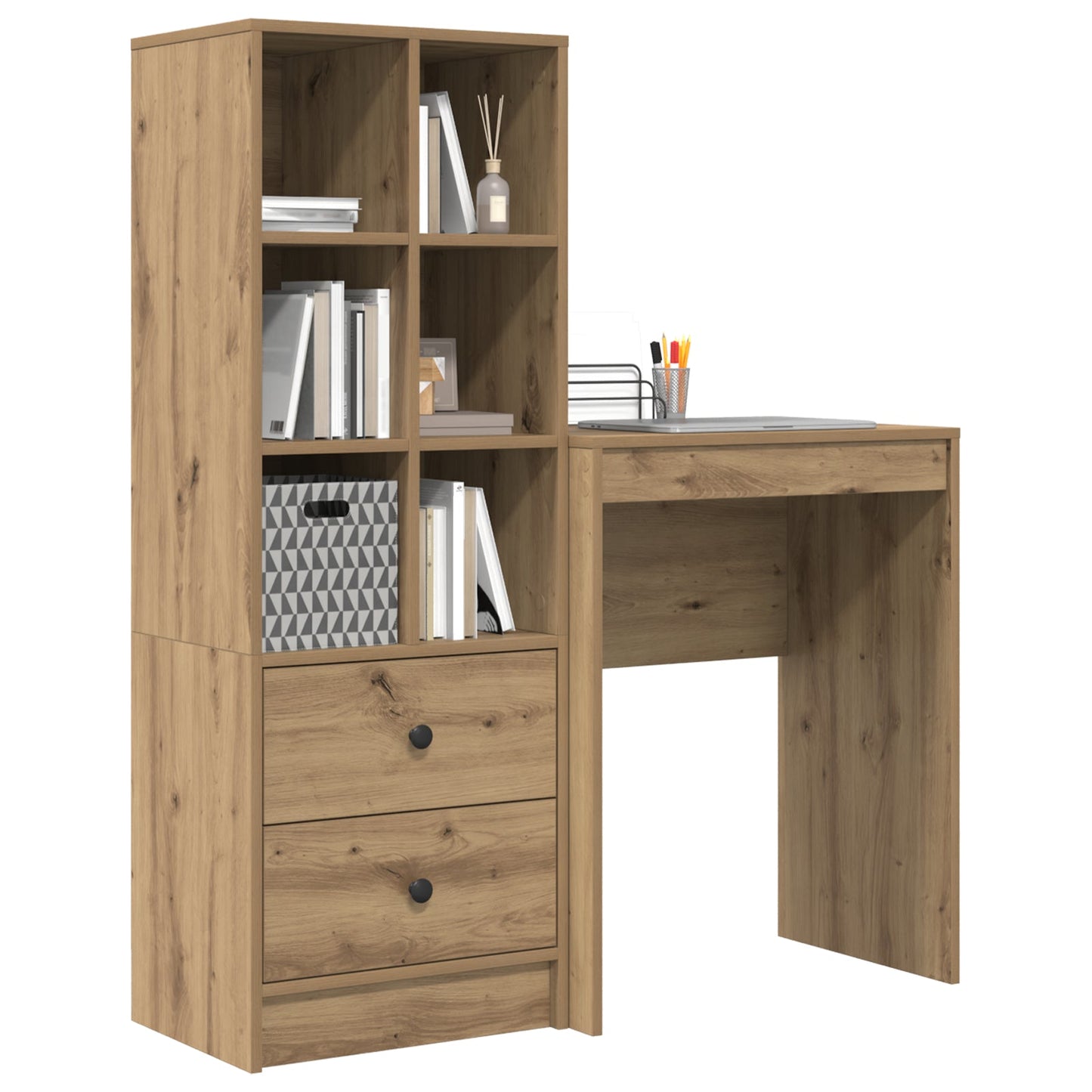 Desk with Storage Artisan Oak Engineered Wood
