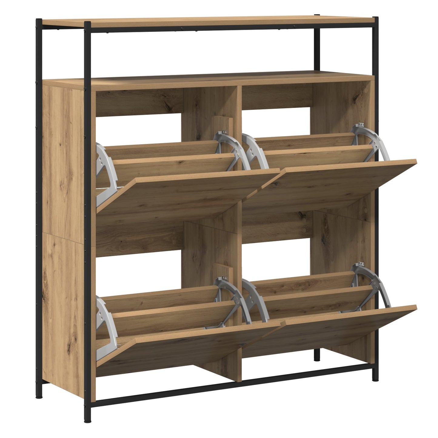 Shoe Cabinet with 4 Flip-Drawers Artisan Oak 100x34x112 cm