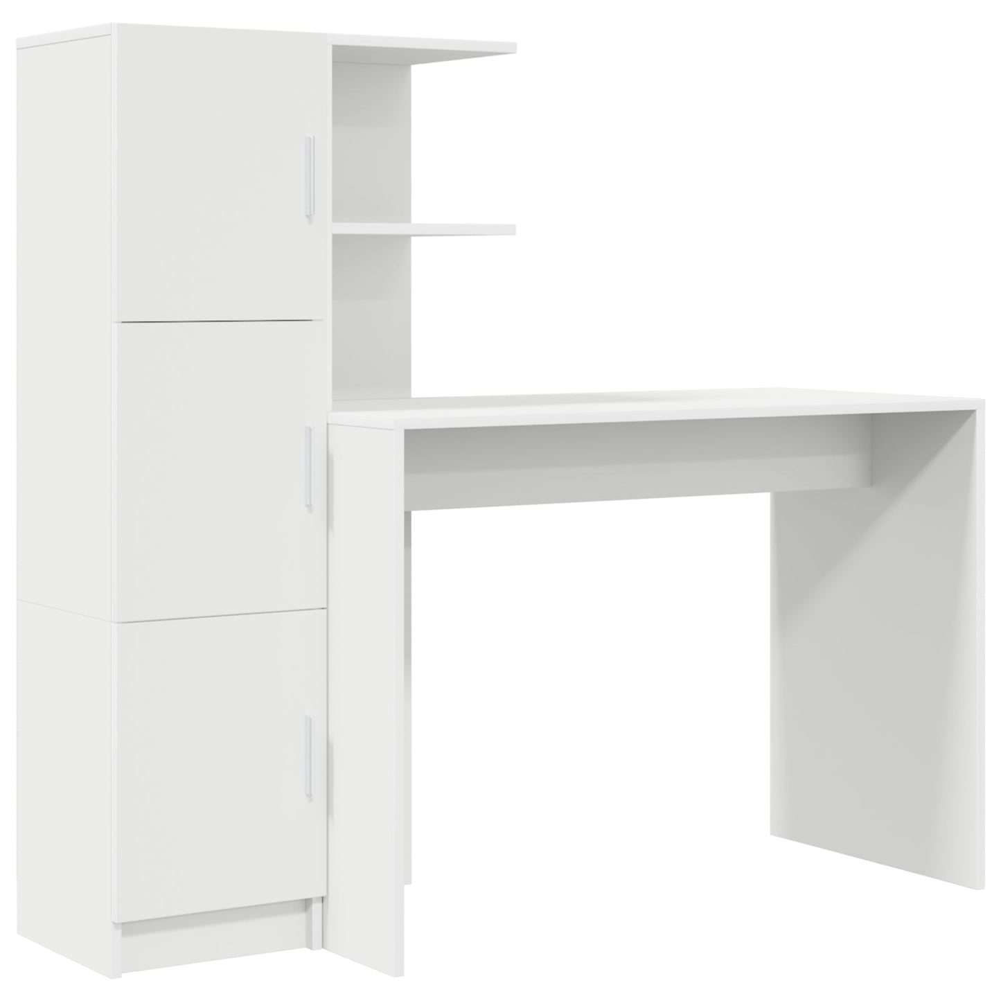 Desk with Storage White Engineered Wood