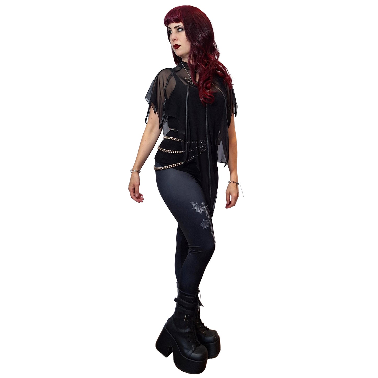 Necessary Evil Leutogi Mesh Bat Wing Effect Poncho Top